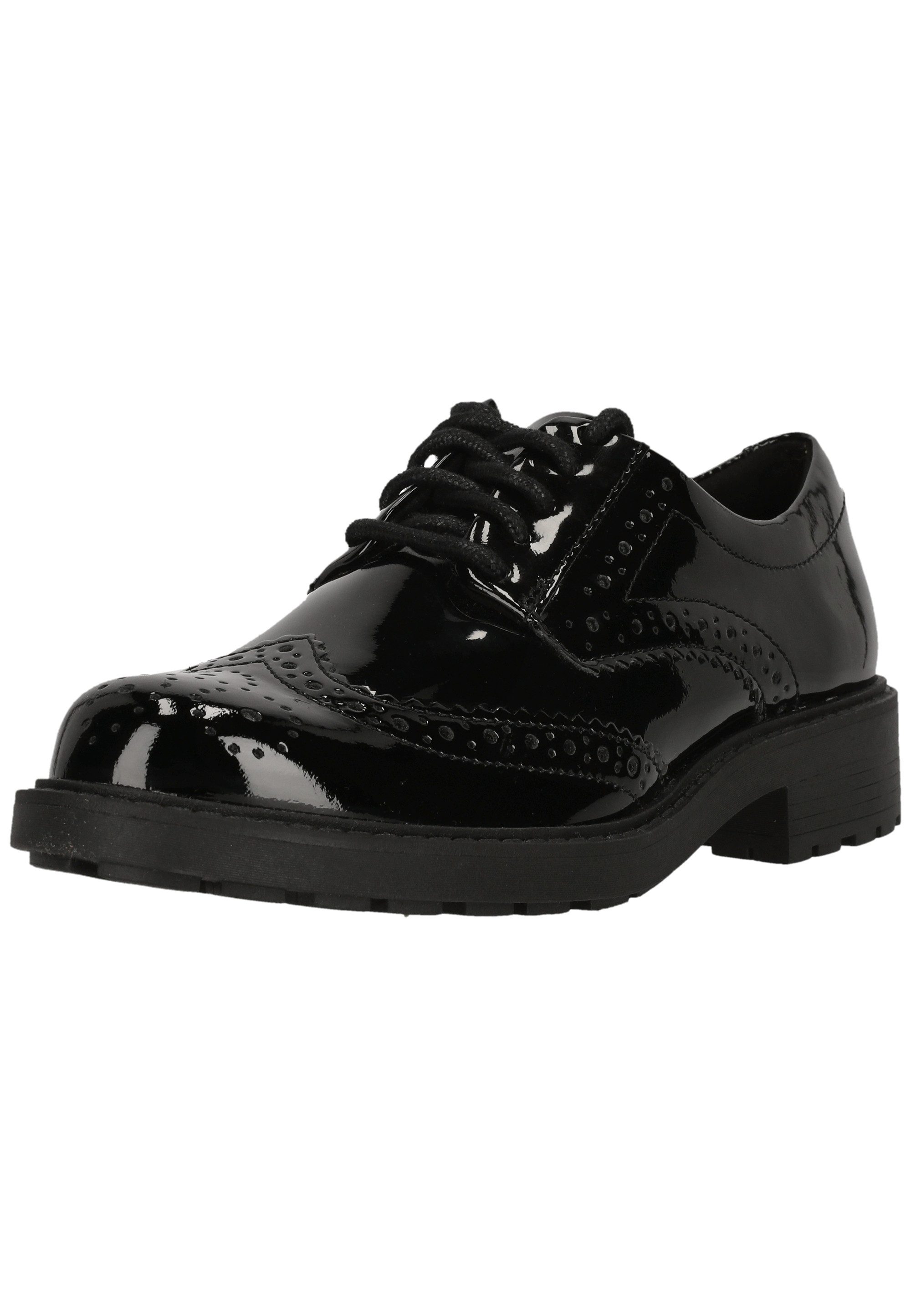 Clarks Orinoco2 Limit Black Pat Schnürschuh mit profilierter Sohle für guten Halt
