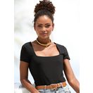 LASCANA T-Shirt aus bügelfreiem Material, elegantes Kurzarmshirt, doppellagig