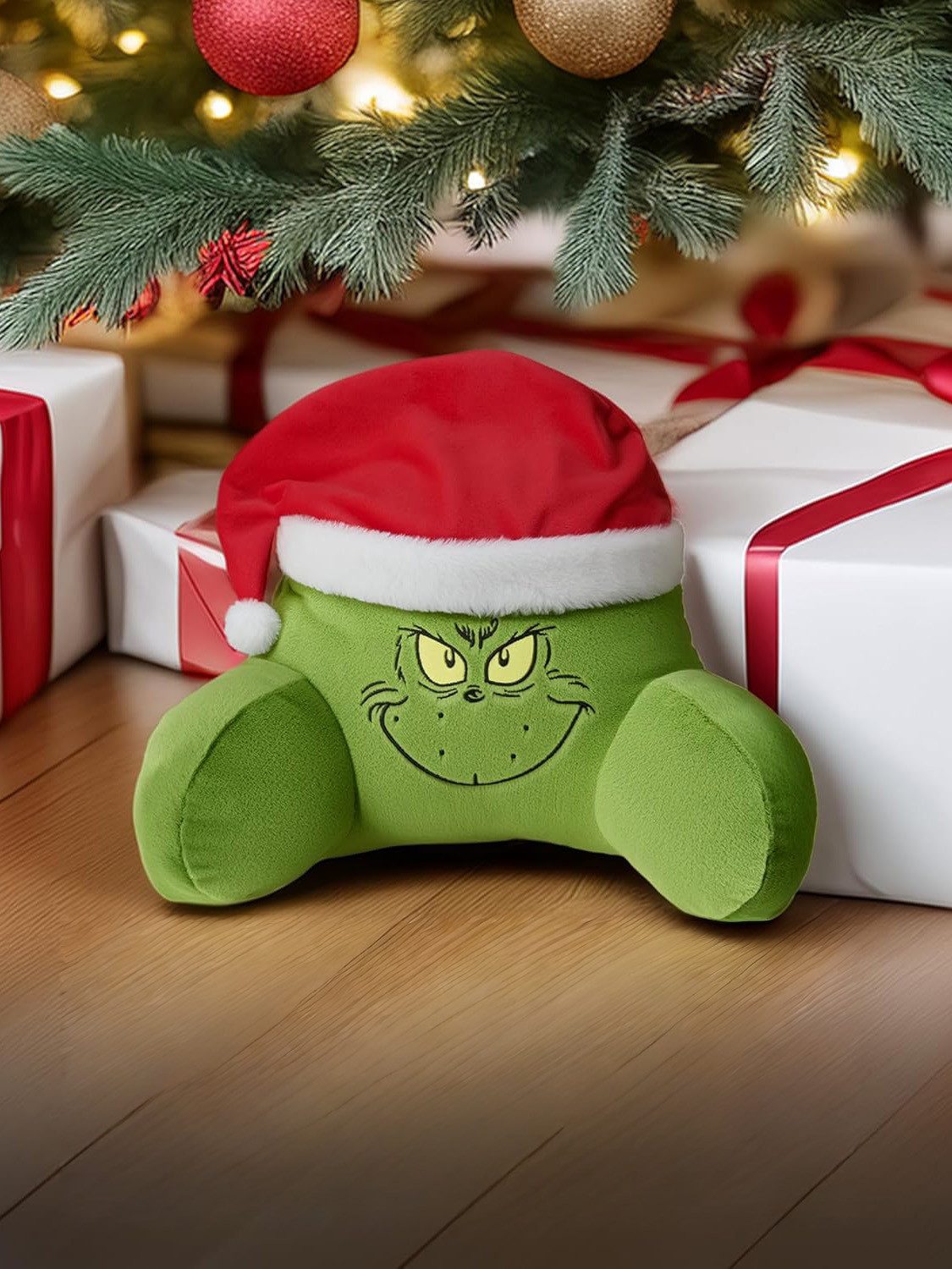 United Labels® Dekokissen The Grinch Kissen Rückenkissen Lesekissen mit Armlehnen Rückenstütze