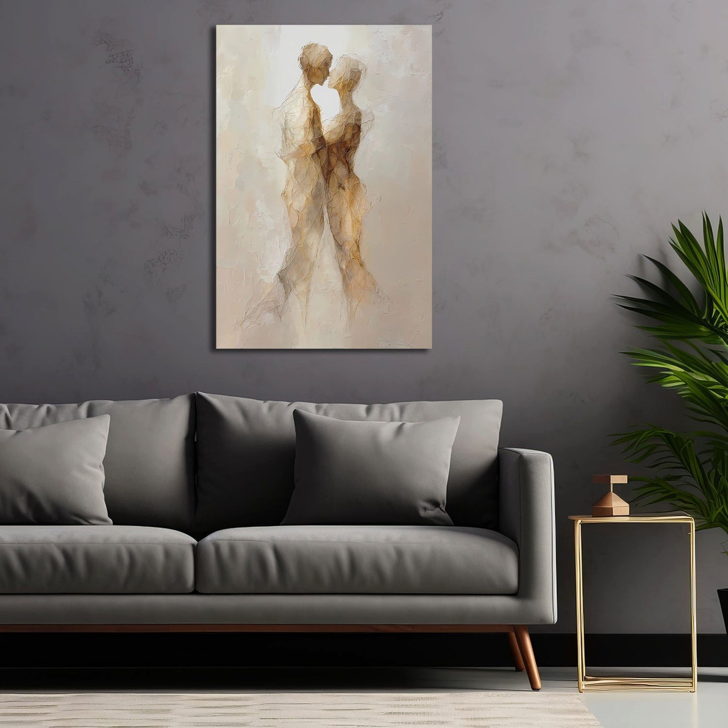 Artedinoi Leinwandbild Umarmung minimalistisch abstrakt Wandbild Leinwandbild Kunstdruck XL W, Umarmung, minimalistisch