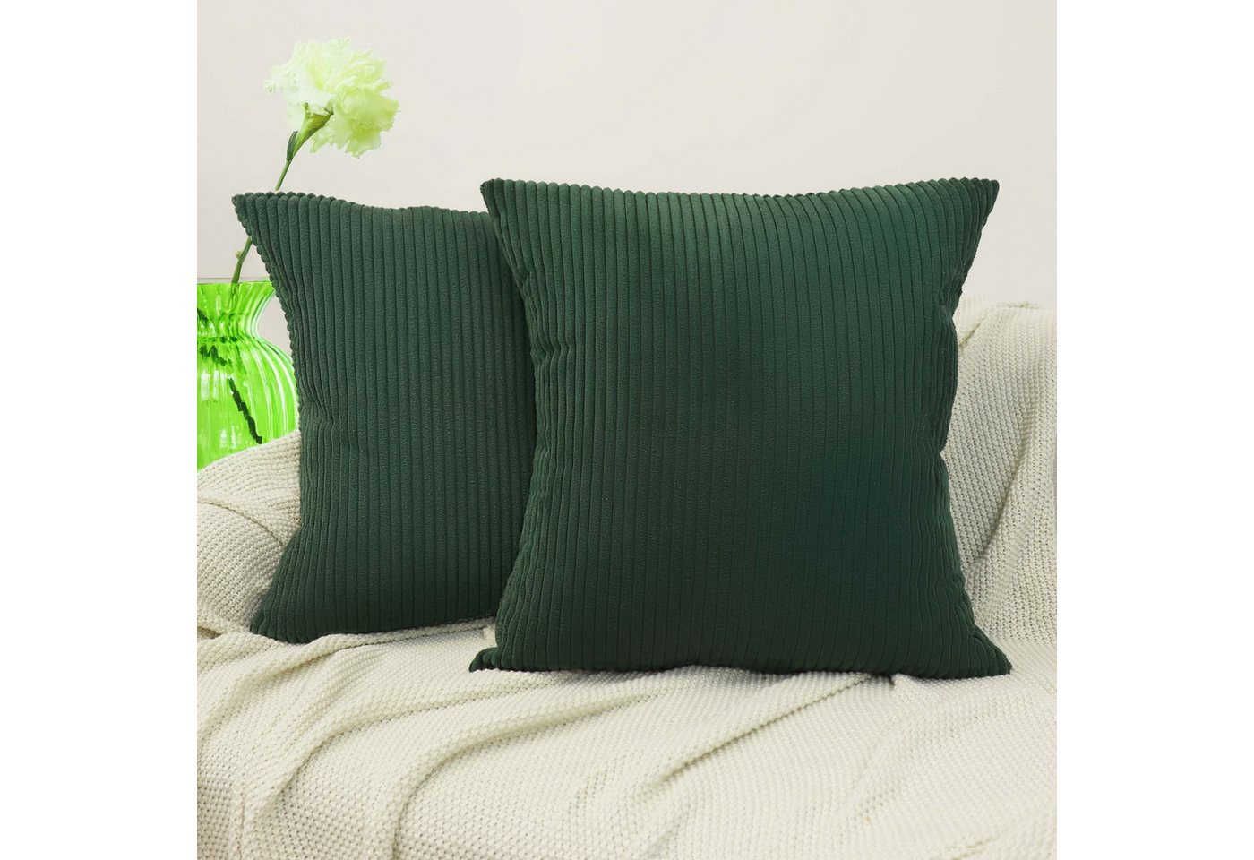 Amilian Dekokissen Sofakissen Couchkissen 2er Set - mit Füllung und Kissenbezug, weich, Hotelverschluss, formstabil