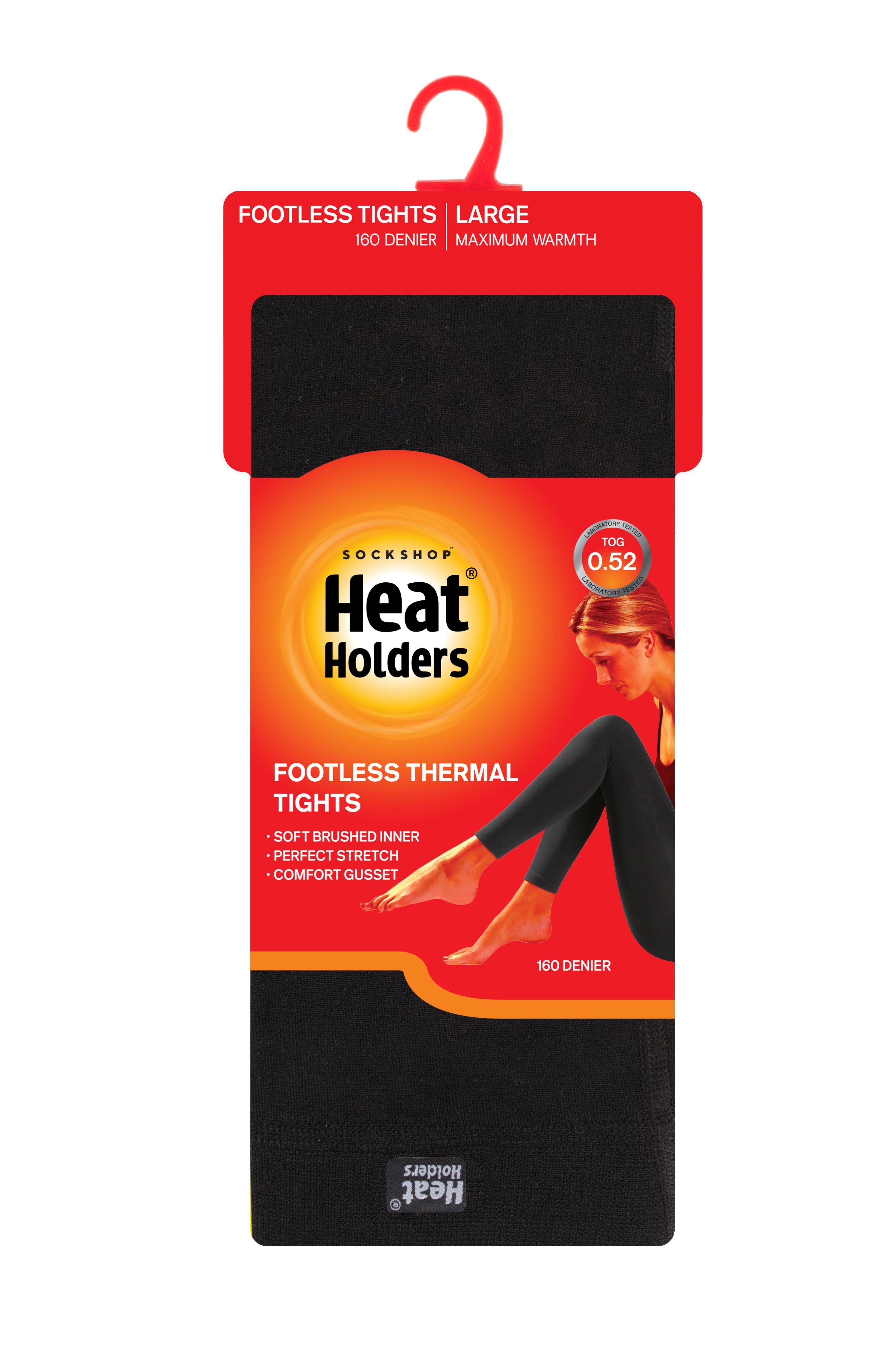 Heat Holders Thermoleggings Strumpfhose/Leggings Footless mit elastischem Schwarz Thermal Bund