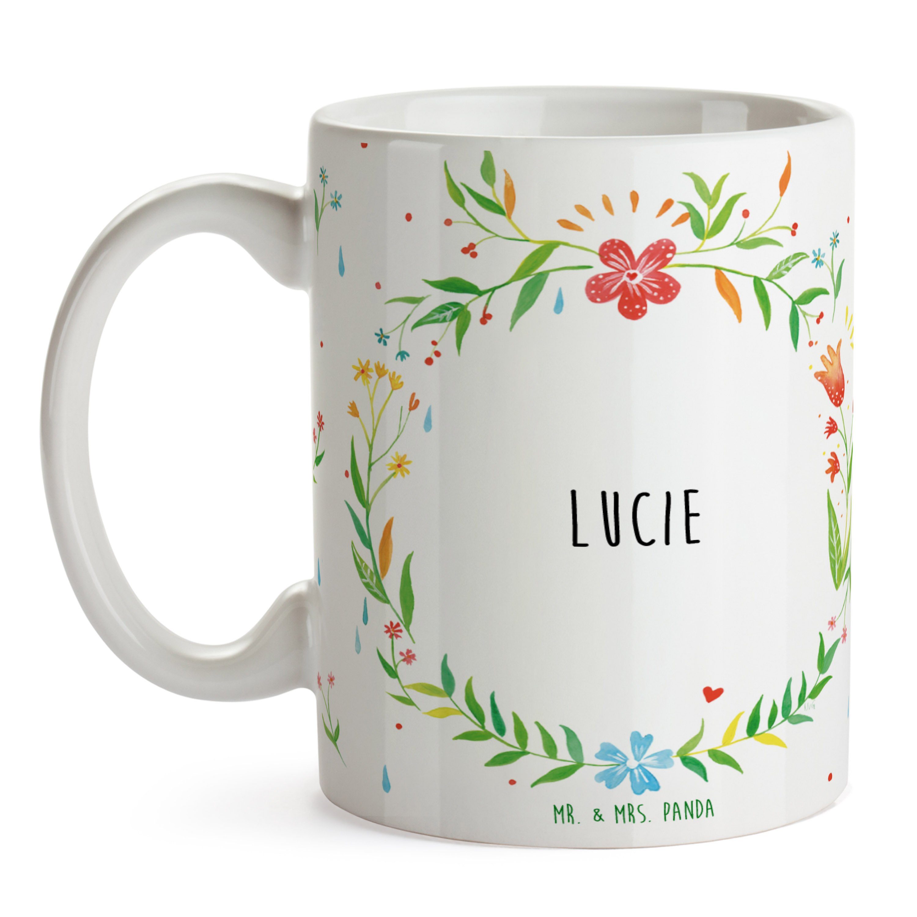 Geschenk, Teebecher, Becher, Porzellantasse, Panda Kaffeetasse, - Tasse Lucie Keramik Tas, Mrs. Mr. &