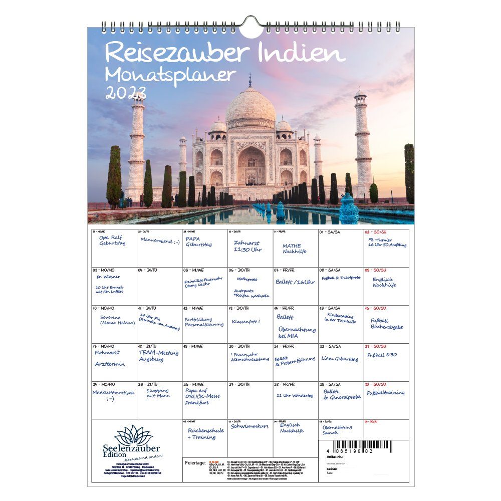 Seelenzauber Wandkalender Reisezauber Indien Planer DIN A3 - Kalender 