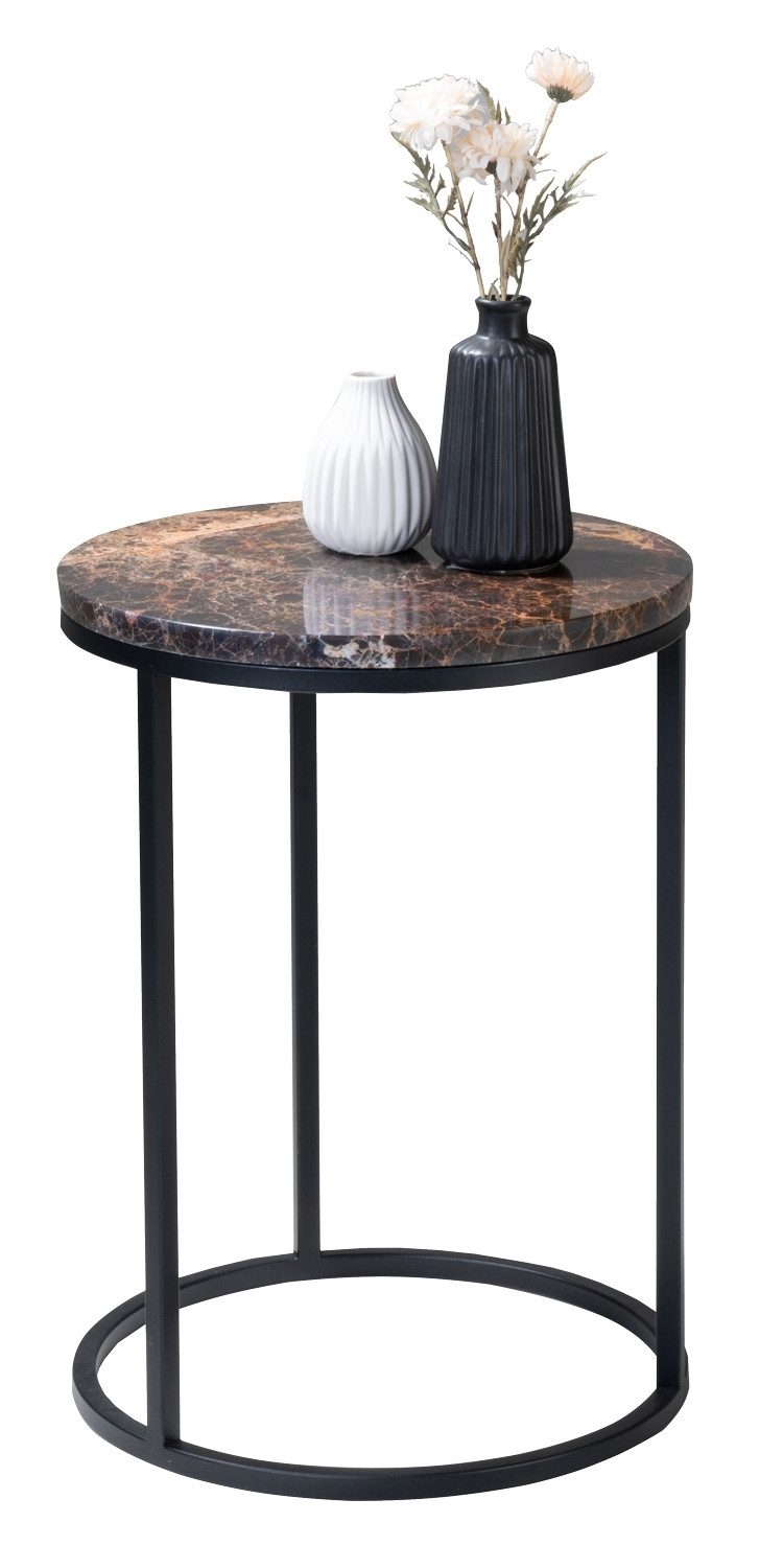 Beistelltisch Beistelltisch, VARIMO, Marmor, Braun, Ø 39 cm