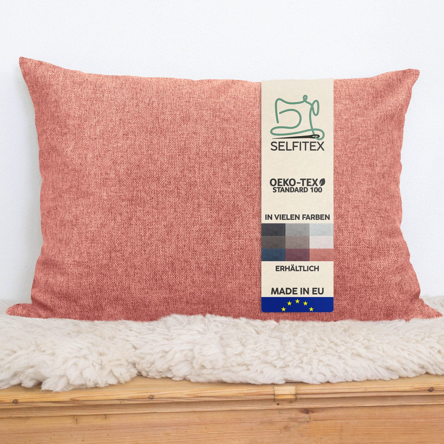 Selfitex Dekokissen 60x80 / 80x80 inkl. Füllkissen, große Farbauswahl, für Couch, Sofa und Bett