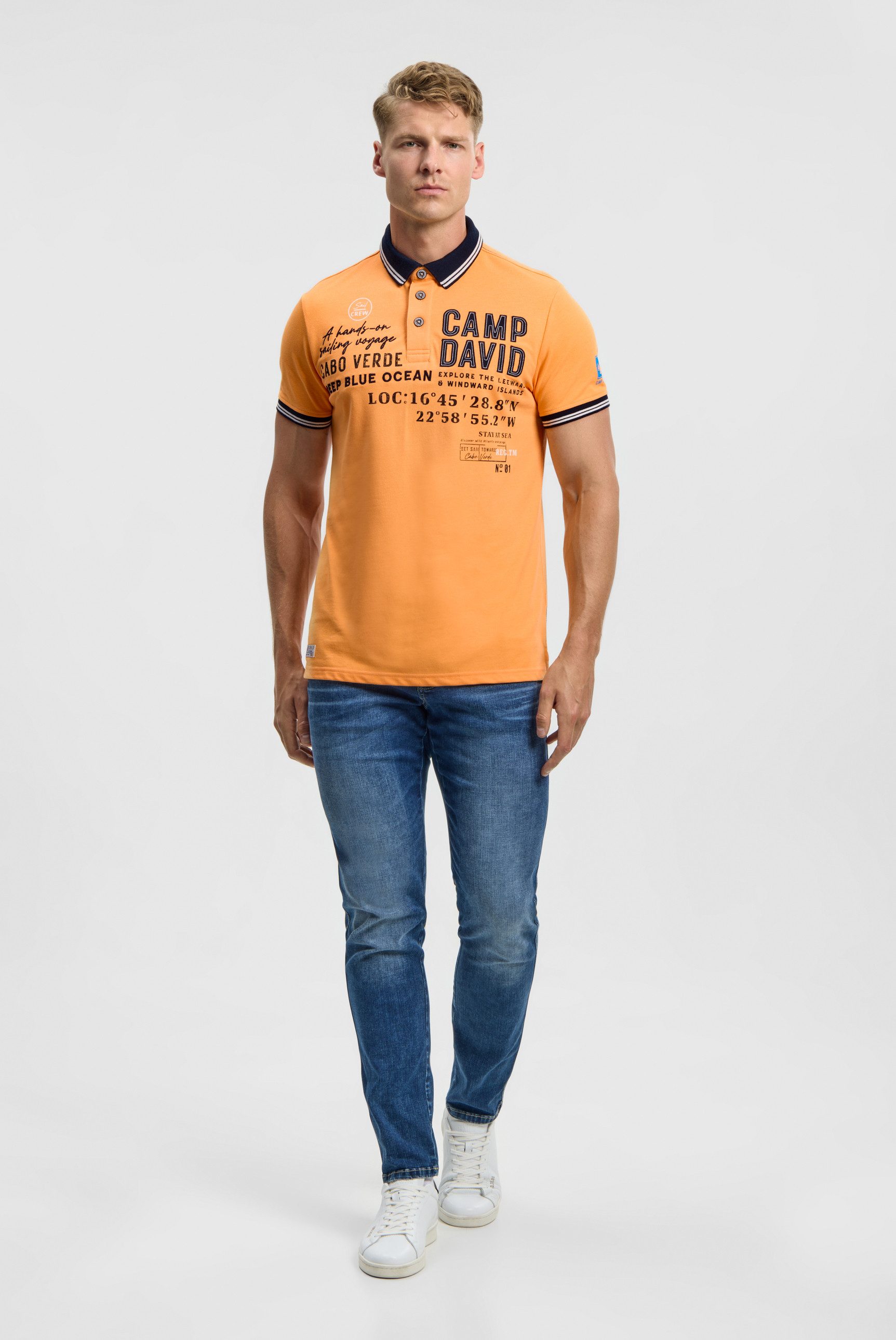 CAMP DAVID Poloshirt mit Seitenschlitze