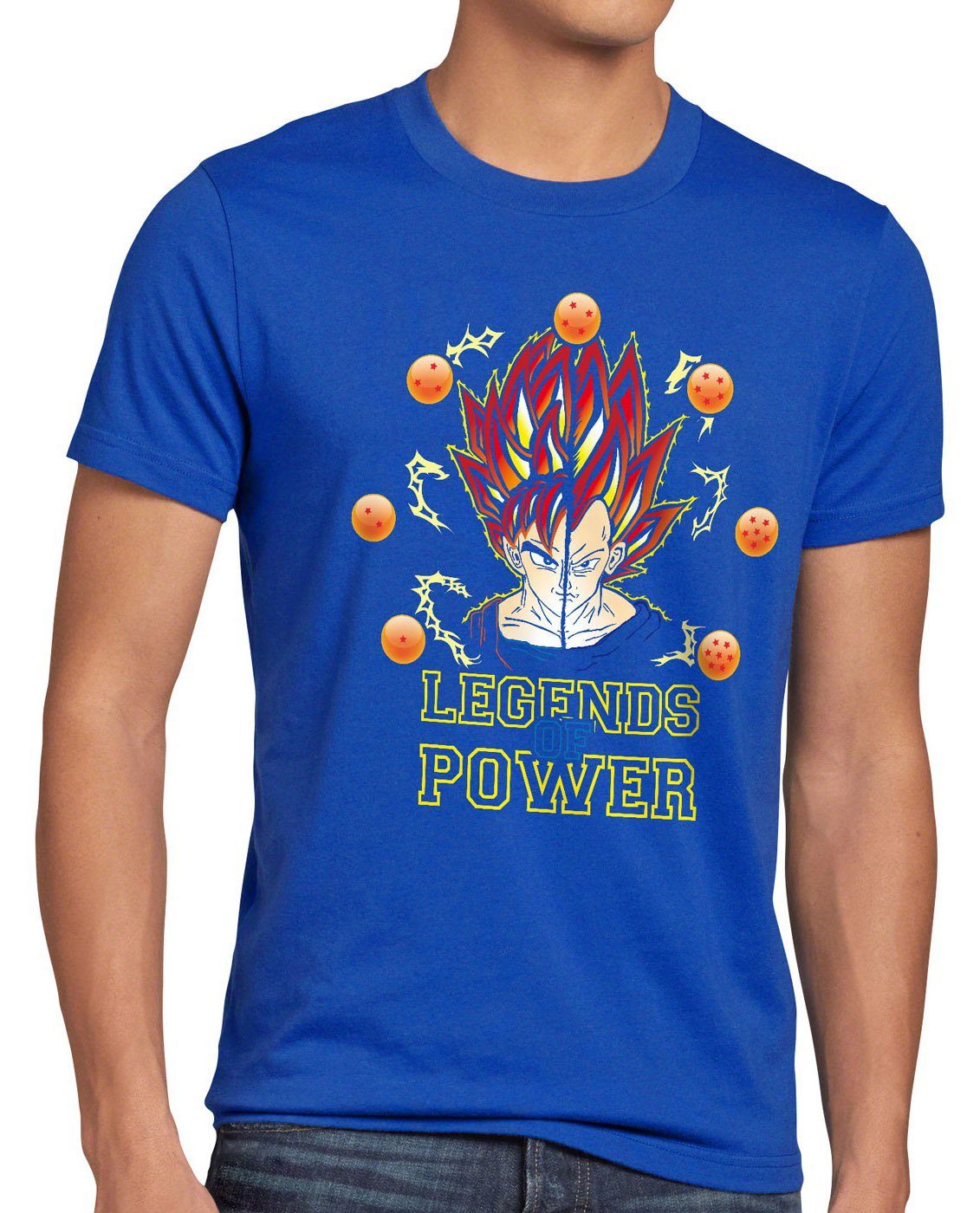 style3 Print-Shirt Herren T-Shirt Legends Power Goku Vegeta dragon fusion ball roshi son saiyajin blau | T-Shirts