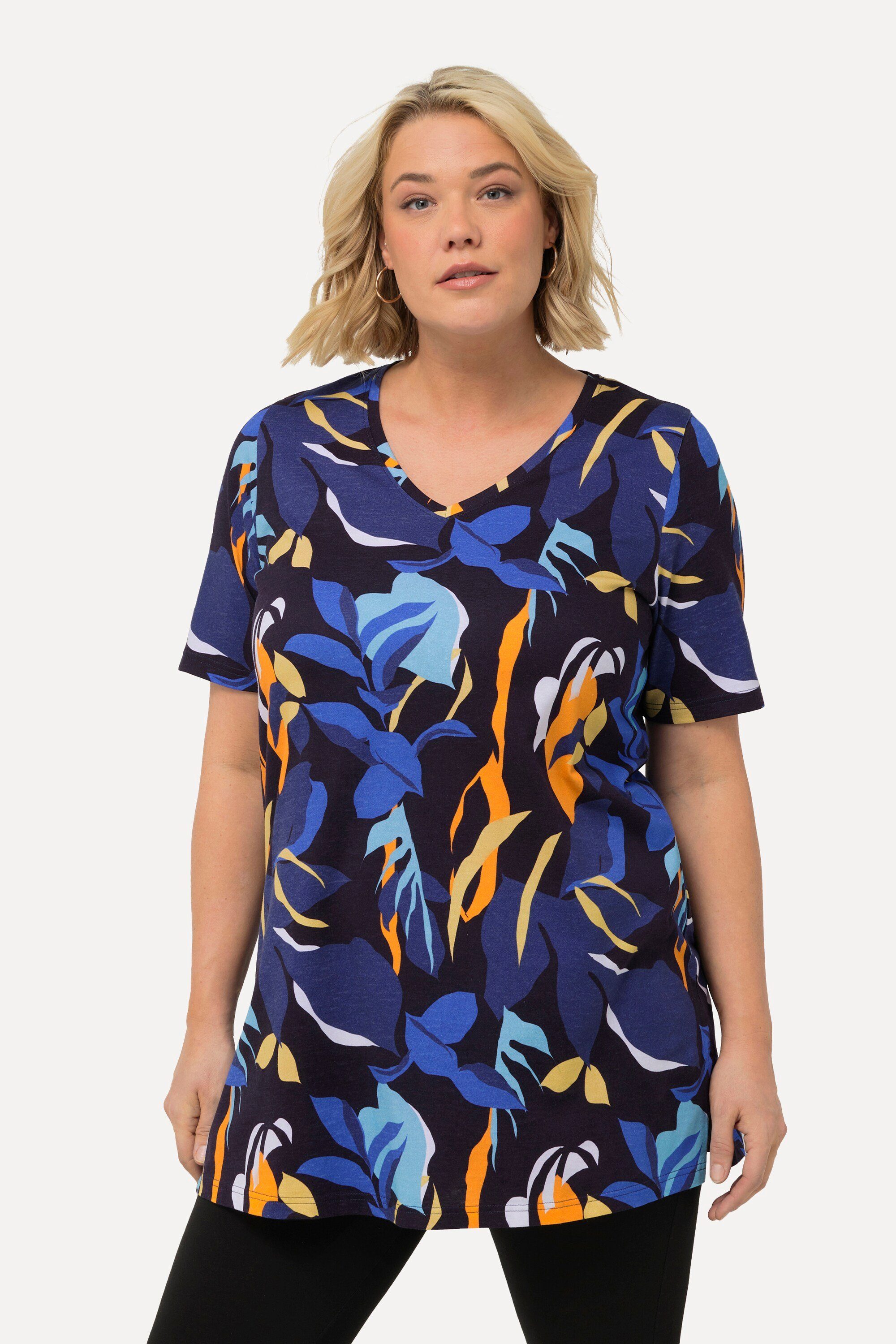 Ulla Popken Longshirt Longshirt Blätter A-Linie günstig online kaufen