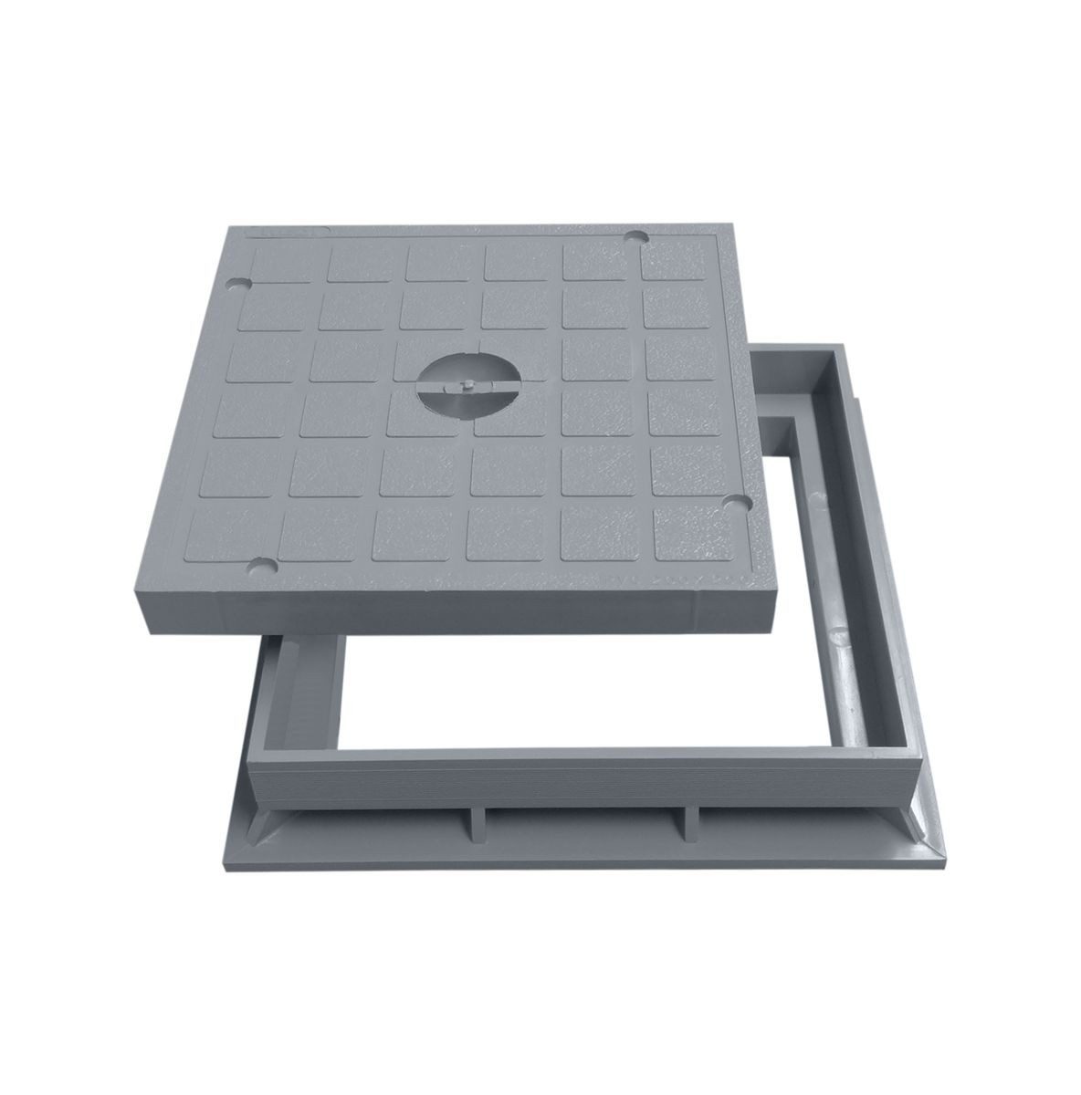 Marley Deutschland GmbH Erdschacht Schachtdeckel Kunststoff mit Rahmen 200x200mm, 20x20x4 cm, 2-St., stabil, begehbar, laugen- und säurebeständig