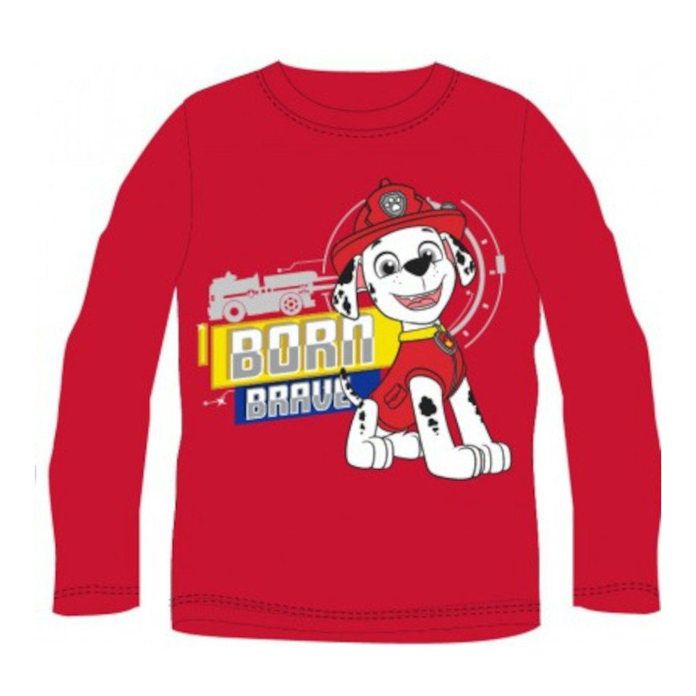 PAW PATROL - Paw Langarm-T-Shirt Patrol T-Shirt "Born Brave" Jungen rot für 100% Design