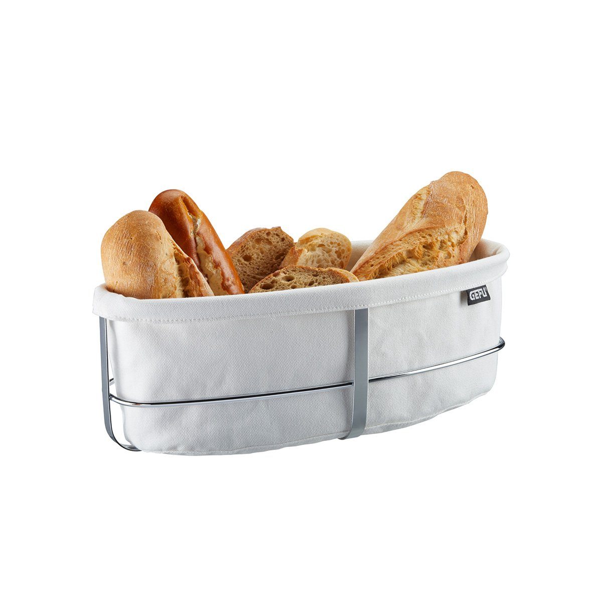 GEFU Brotkorb Brotkorb BRUNCH Korb Edelstahl mit Stoff Modern Br