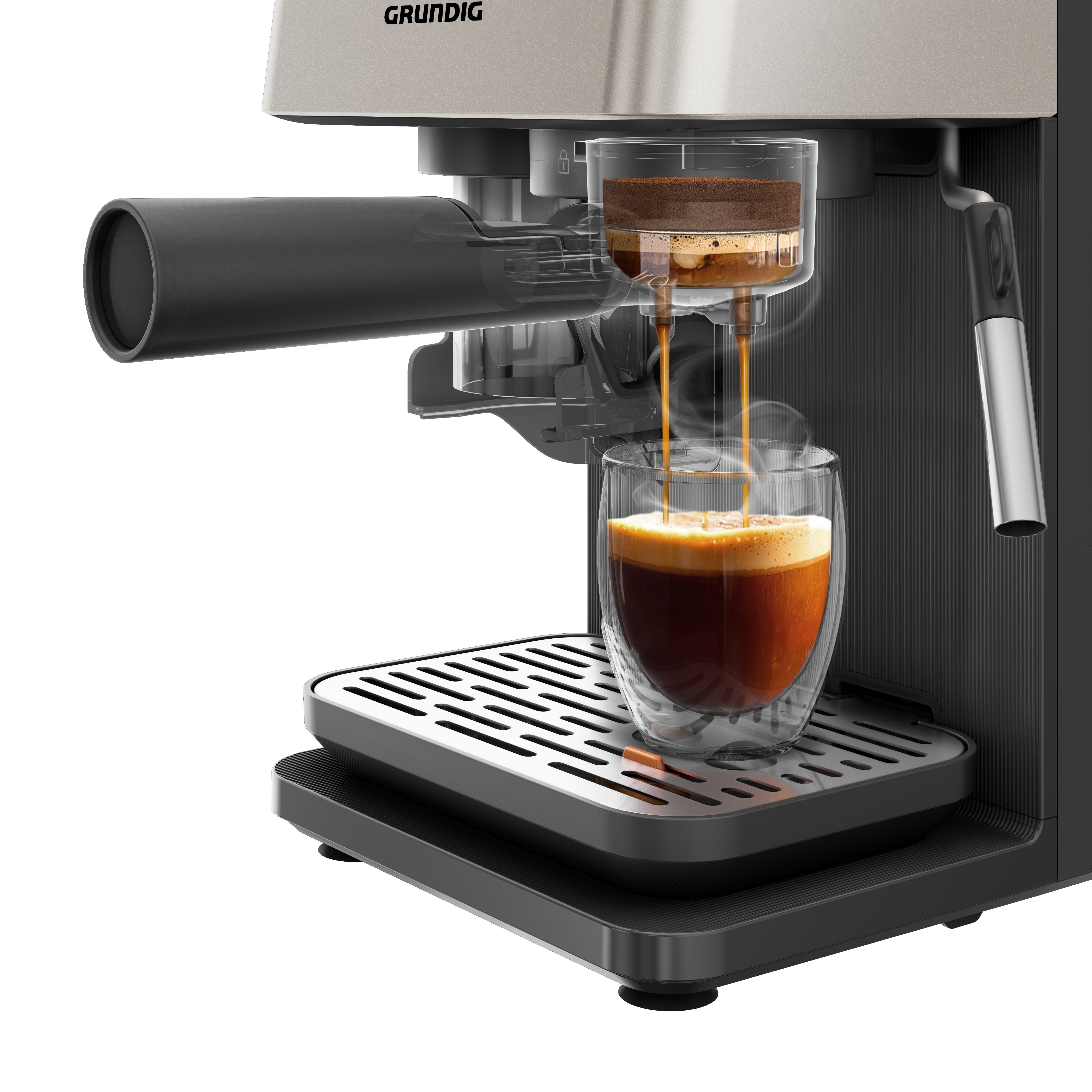 Grundig Espressomaschine KSM 7530, Kaffeevollautomat mit 15 Bar, Touch & GrindPro™ Mahlwerk