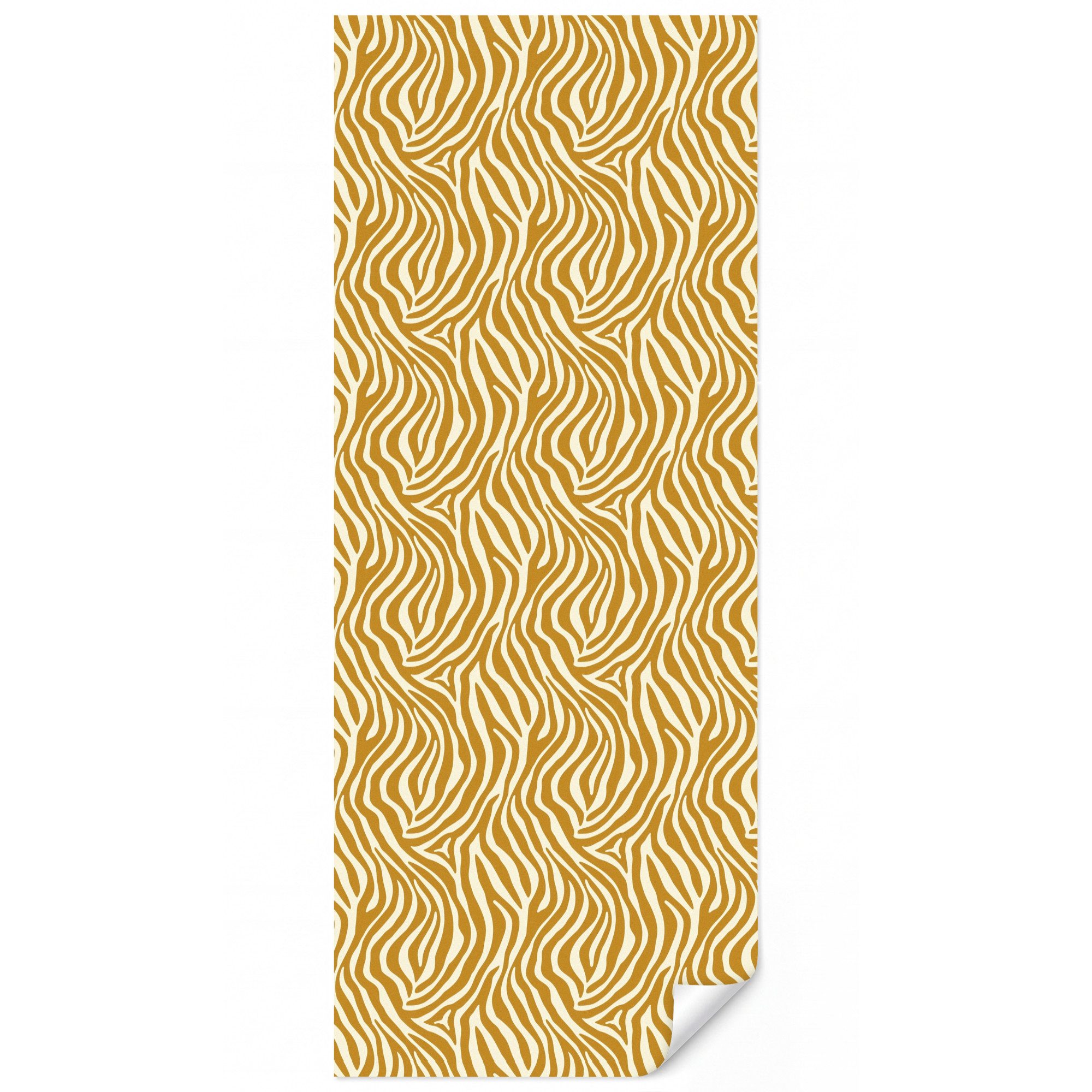 OnlyWow Fototapete Zebra - Klassisch - Ocker - Gelb, Matt, bedruckt, Schlafzimmer, Küche, Vliestapete, Modern 100x240cm