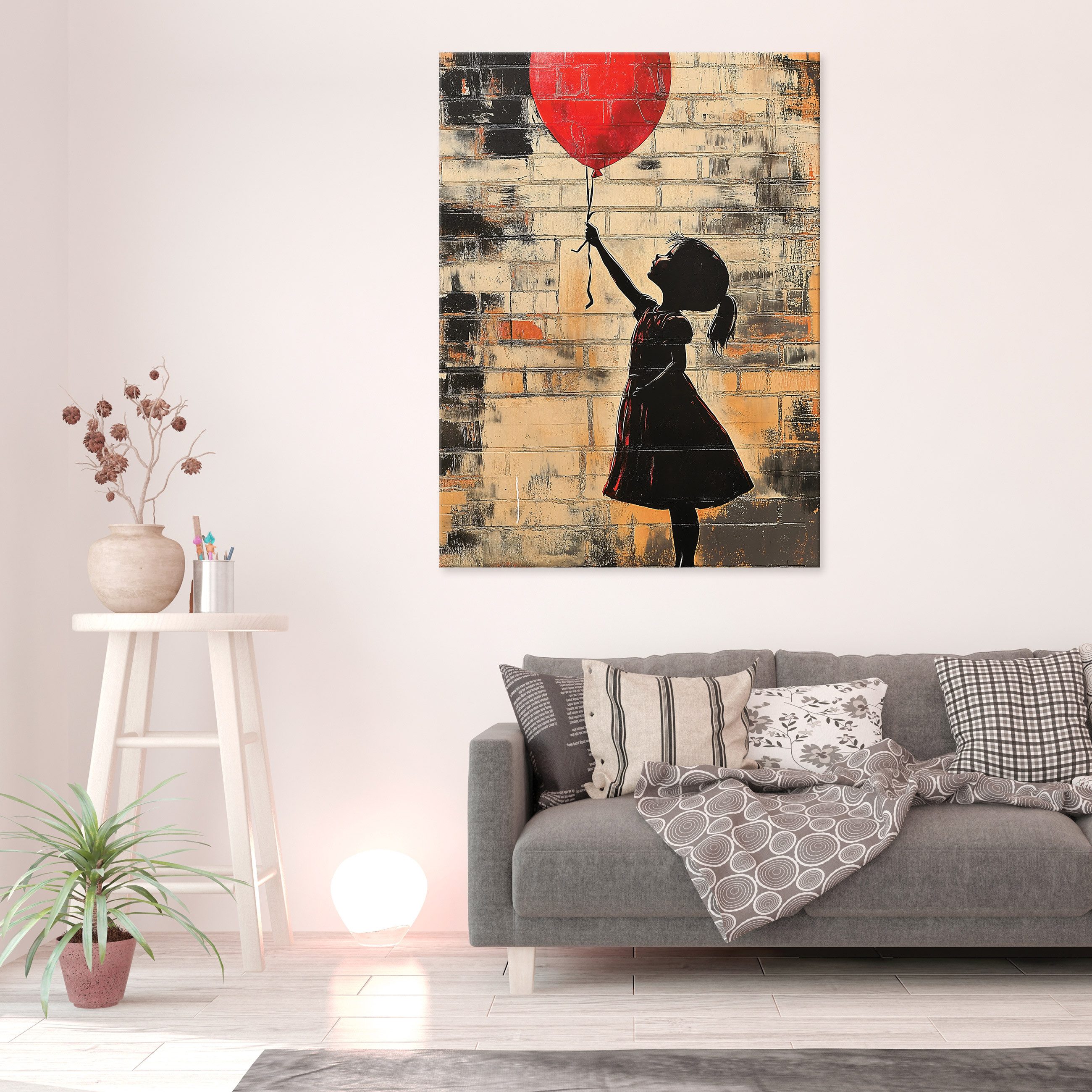 Wallarena Leinwandbild Abstrakt Beige Banksy Graffitti günstig online kaufen