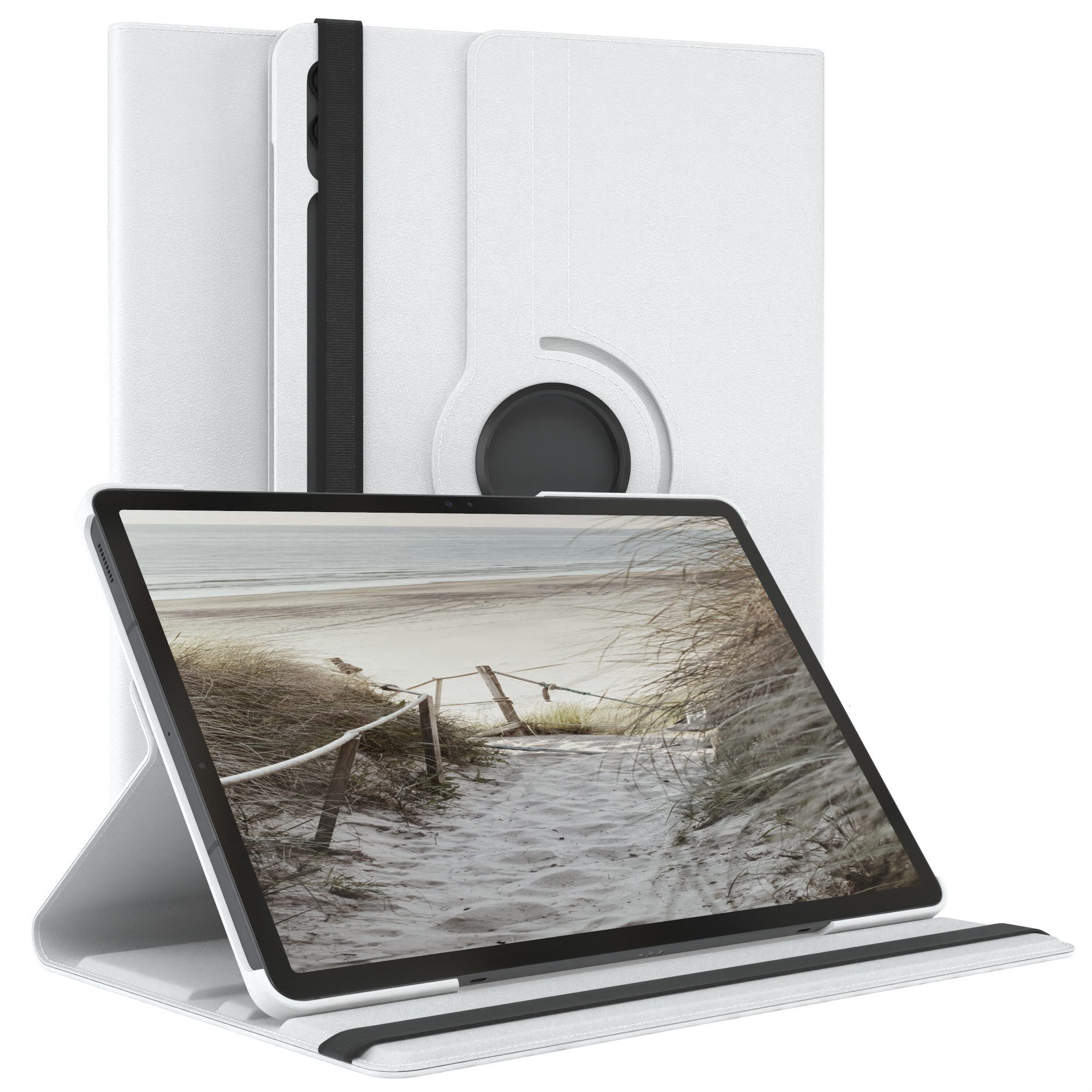 EAZY CASE Tablet-Hülle Samsung Galaxy Tab S10 Serie / Tab S9 Serie Rotationcase 12,4 Zoll, Schutzhülle mit Sleep Wakeup Funktion Tablet Tasche kratzfest Weiß