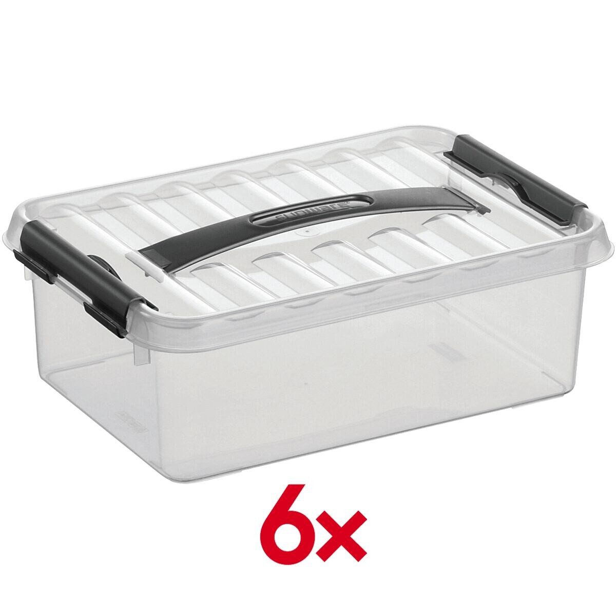 Sunware Aufbewahrungsbox the q-line (6 St), 4 Liter, verschließbar, stapelbar, staubgeschützt