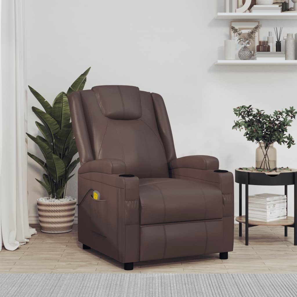 vidaXL Massagesessel Massagesessel Braun Kunstleder (1-St)