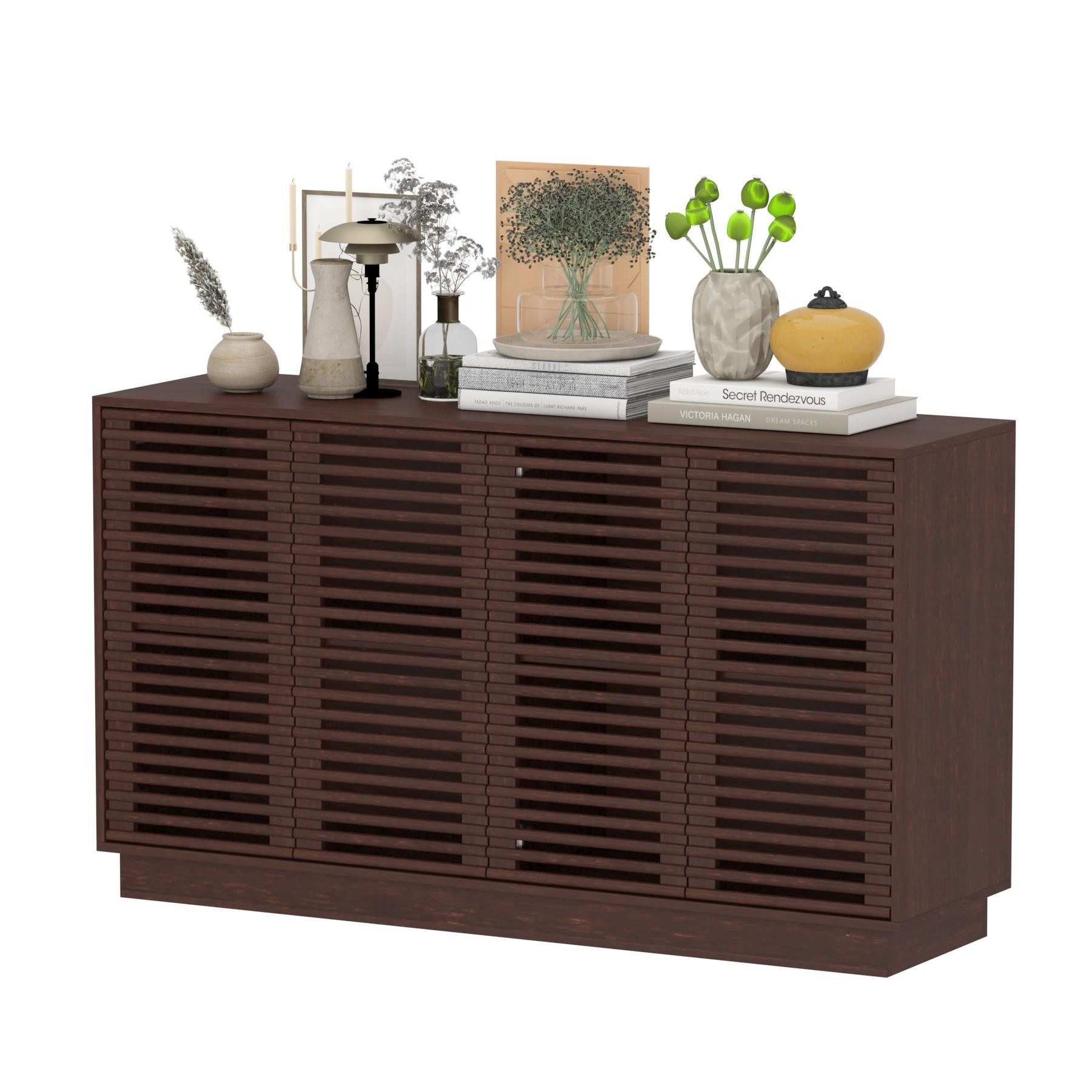 FUFU&GAGA Sideboard mit 2 Türen und 4 verstellbarer Einlegeböden, Braun günstig online kaufen