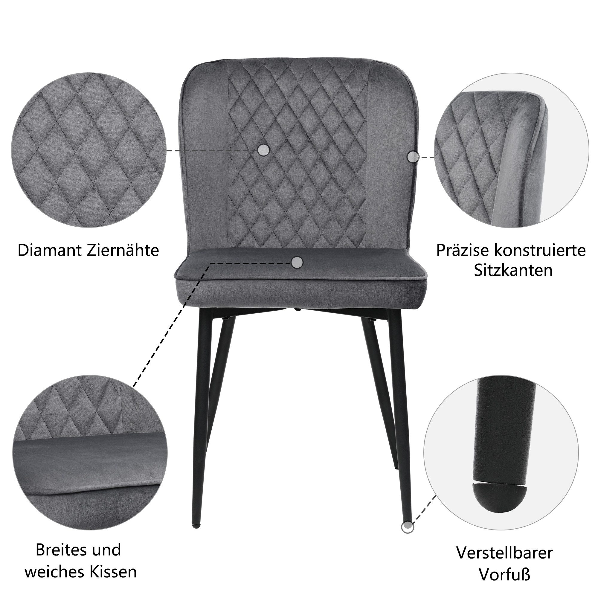 i@home Esszimmerstuhl Polsterstuhl mit Metallbeine, Samt günstig online kaufen