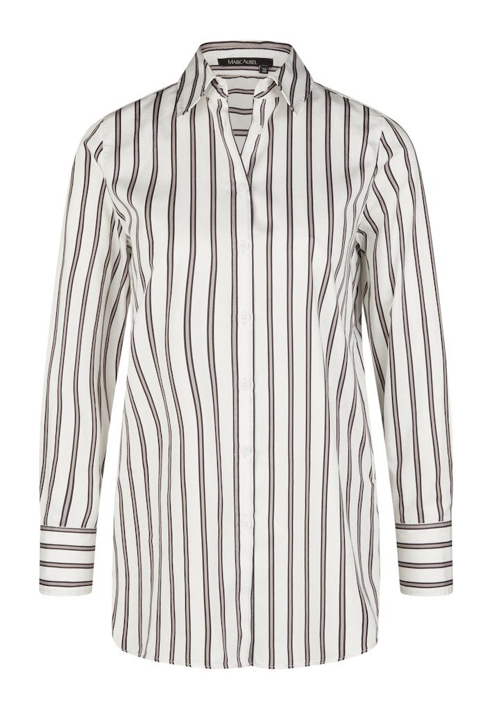 Blusenshirt Hemd aus Baumwollsatin white varied