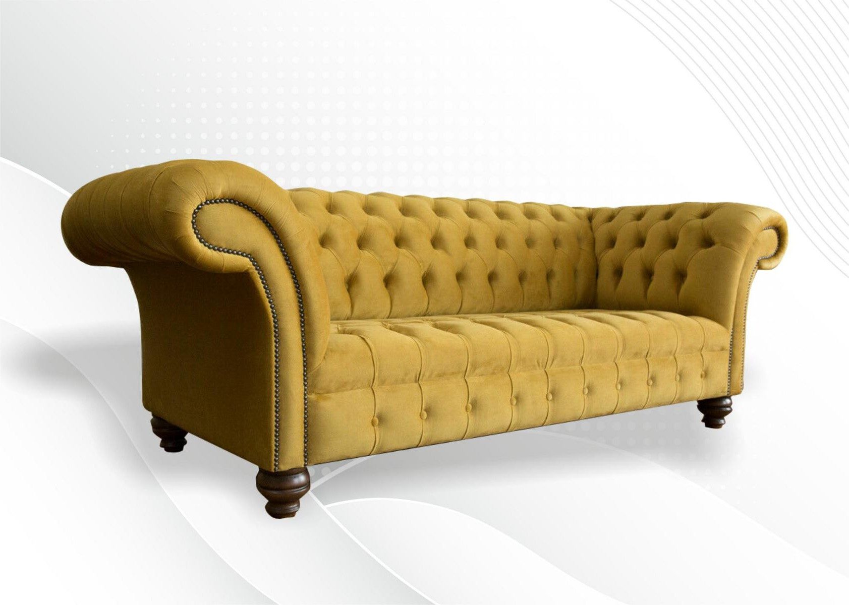 Xlmoebel Chesterfield-Sofa XXL Sofa 3-Sitzer 225cm Leder Textil Polster Couch, 1 Teile, Made in Europa