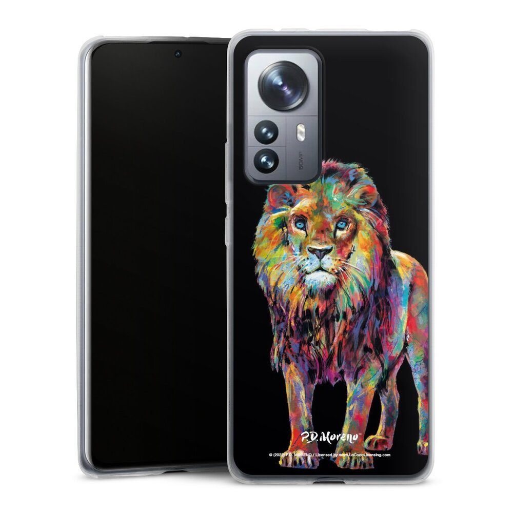 DeinDesign Handyhülle Löwe Tiere Design Lion Colorful Art By P.D. Moreno, Xiaomi 12 Pro 5G Slim Case Silikon Hülle Ultra Dünn Schutzhülle