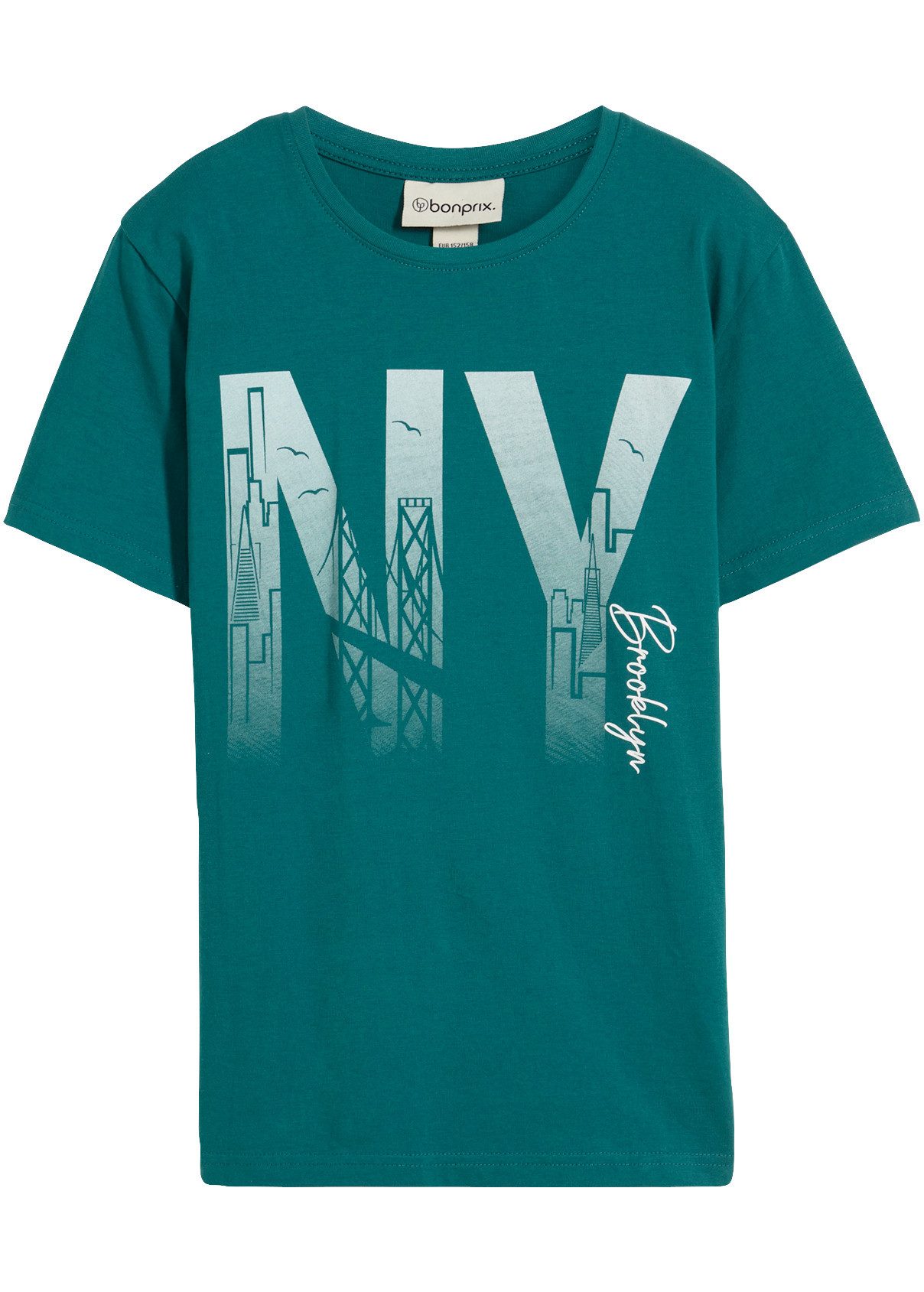bonprix T-Shirt aus reiner Baumwolle, mit großem Frontdruck, Kurzarm-Design – Bild 4 von 5