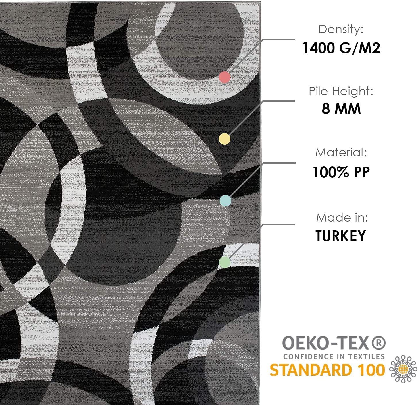 Mazovia Orientteppich DY-MAYA-Z984A-GRAY, 80x150, Modern, Geometrisch, Kurzflor – Bild 4 von 5