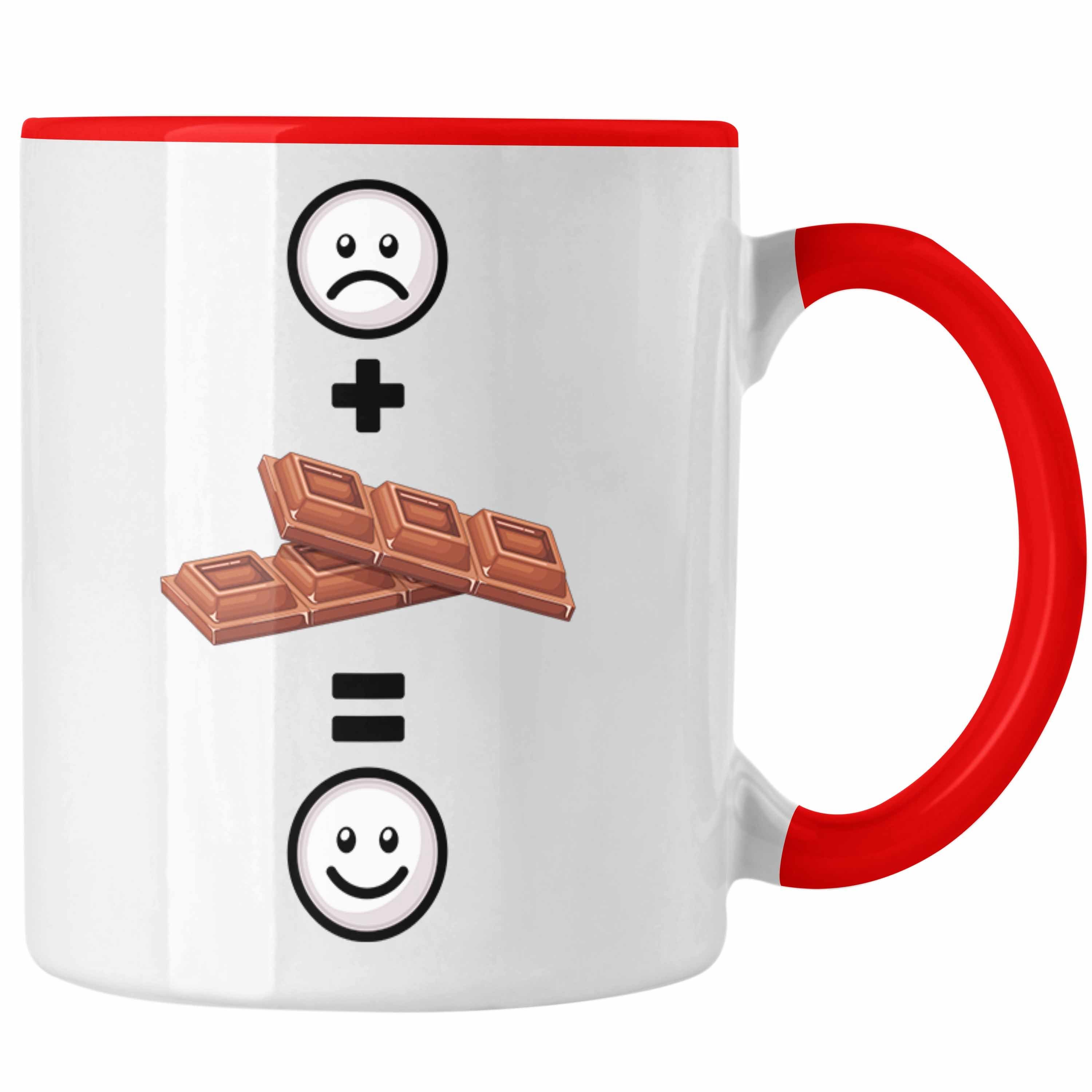 für Lustige :( Tasse Trendation Schokolade Geschenkidee Rot Schoko-Liebhaber Geschenk Tasse