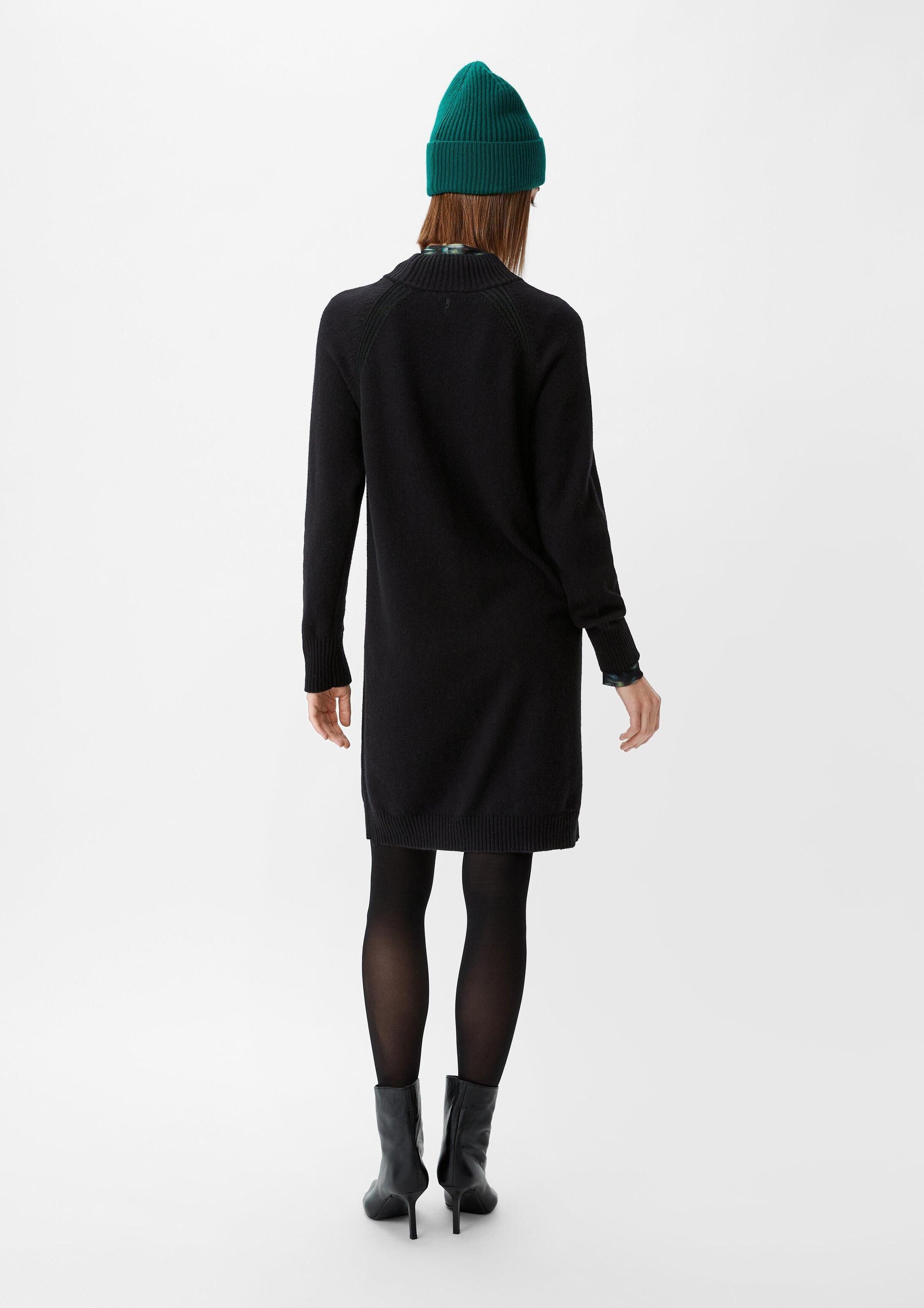 comma Minikleid Kleid Kurzes Strickkleid mit Rippblende