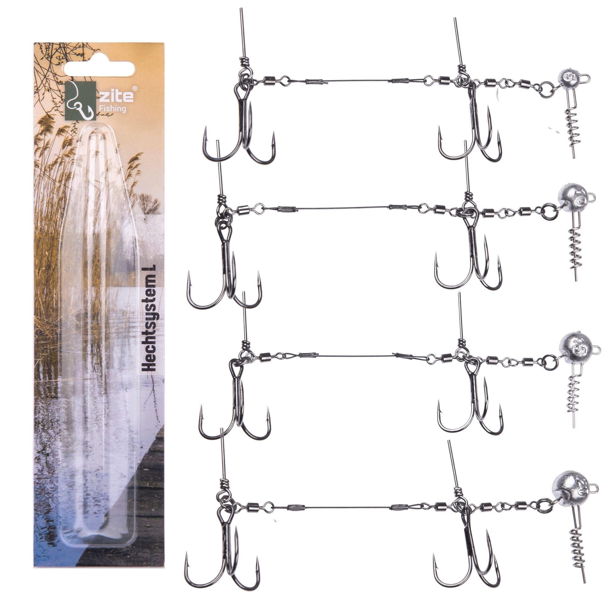 Drillingshaken Hechtsysteme L Big Bait Fertigmontagen Raubfisch Gummifische Hecht