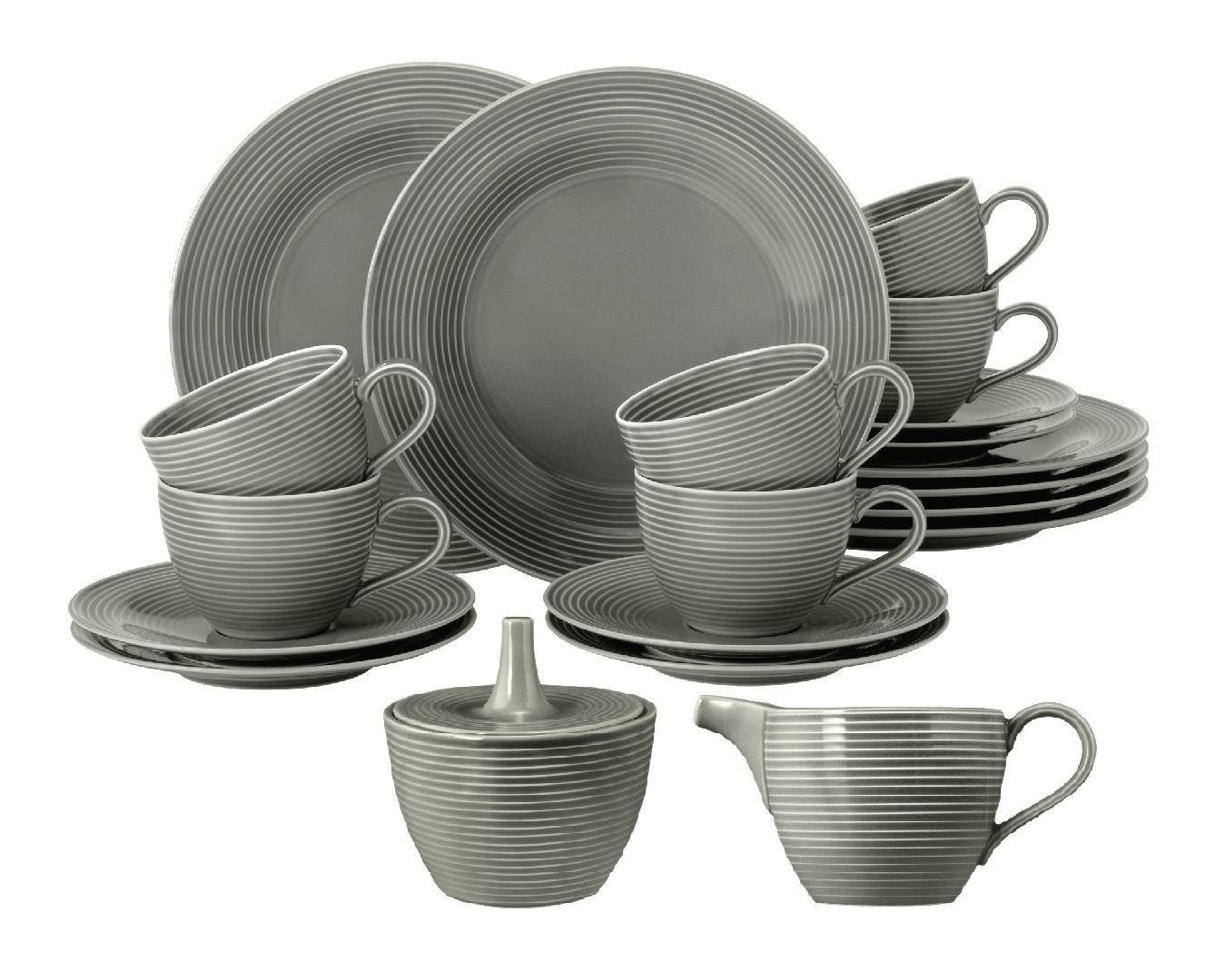 Seltmann Weiden Kaffeeservice Seltmann Weiden Beat Perlgrau Kaffeeservice 20-tlg., 6 Personen, Porzellan