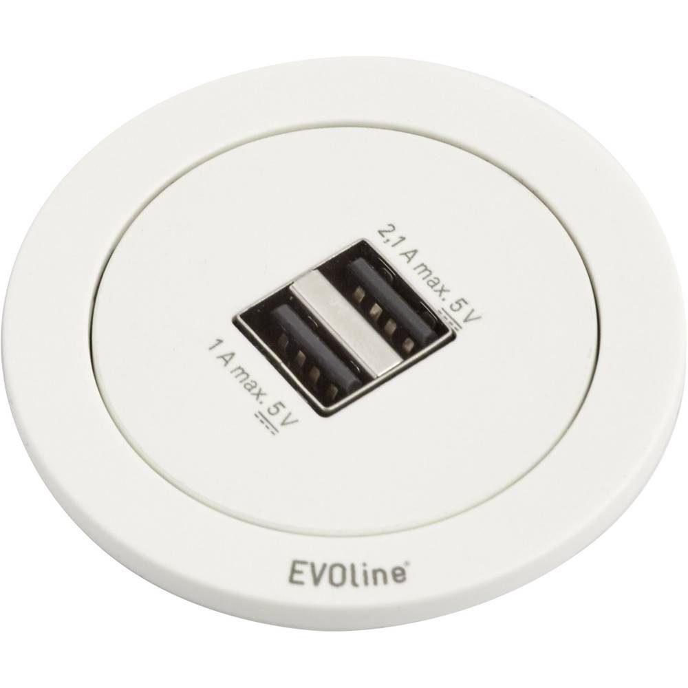 Evoline Einbausteckdose 2 USB-Anschlüssen mit Einbau-Tischsteckdose