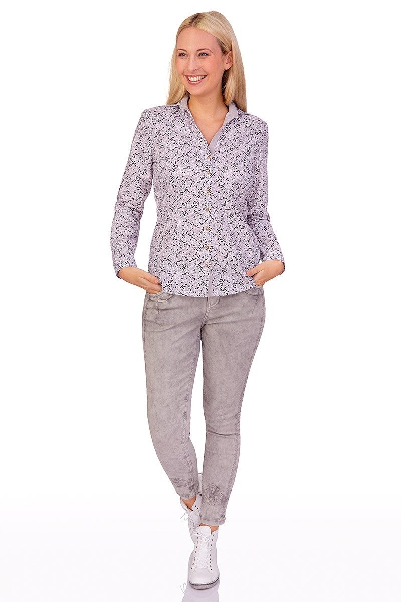 Orbis Textil GmbH & Co. KG Trachtenbluse Trachtenbluse - CALLIDA - weiß/blau, weiß/grau