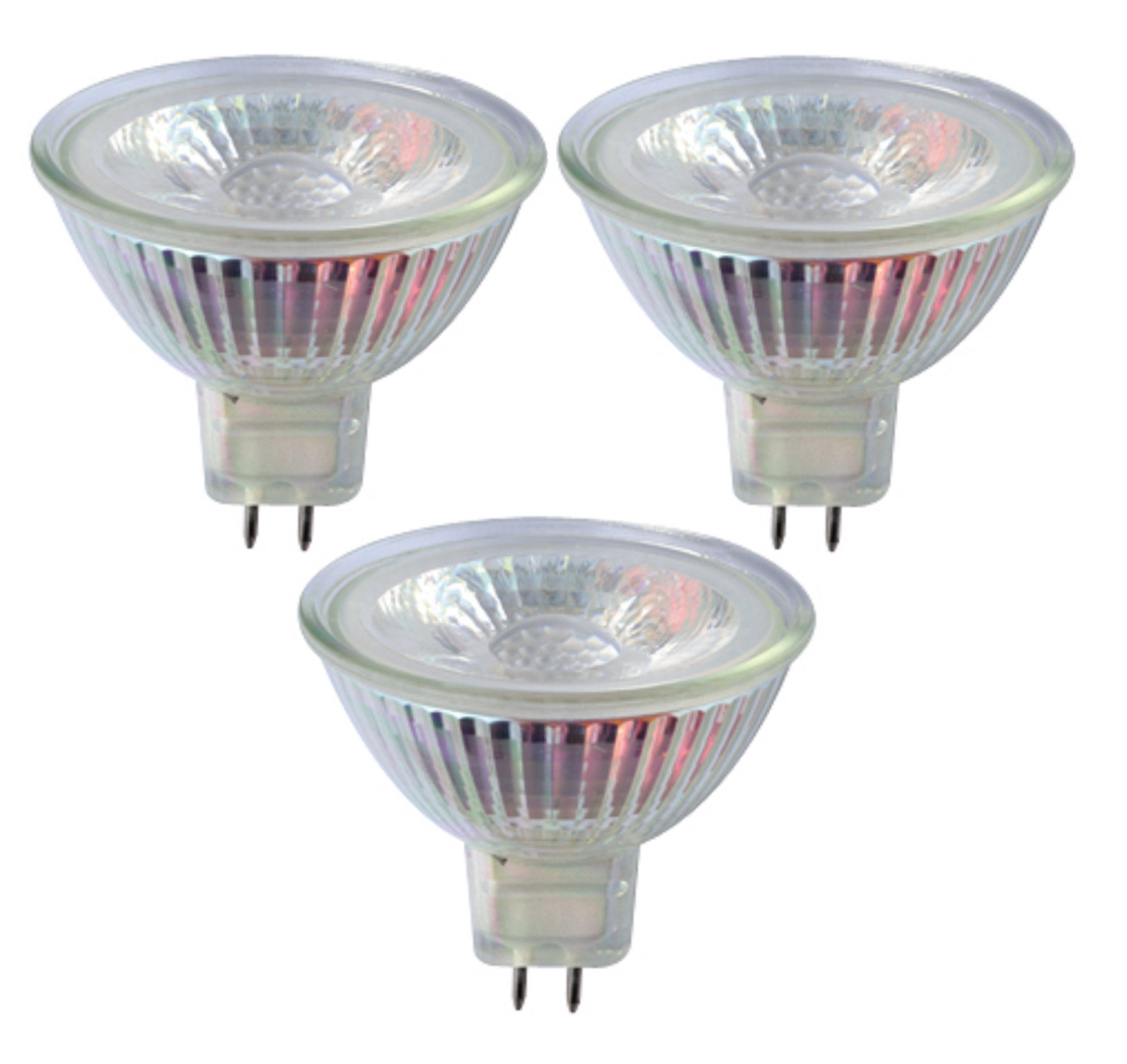 TRANGO LED-Leuchtmittel, 3er Set MR16-NT3 LED Leuchtmittel mit MR16 Fassung  zum Austausch herkömmlicher Halogen Leuchtmittel MR16 I GU5.3 I G4 12 Volt  3000K, 3 St., Glühlampe, Reflektor Lampe, LED Birnen