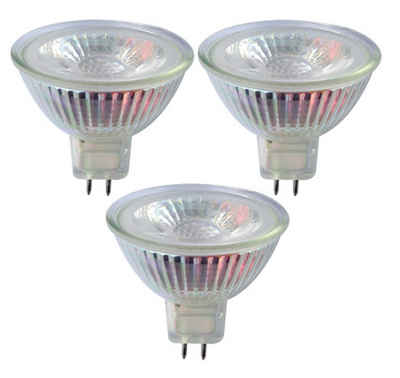 TRANGO LED-Leuchtmittel, 3er Set MR16-NT3 LED Leuchtmittel mit MR16 Fassung zum Austausch herkömmlicher Halogen Leuchtmittel MR16 I GU5.3 I G4 12 Volt 3000K, 3 St., Glühlampe, Reflektor Lampe, LED Birnen