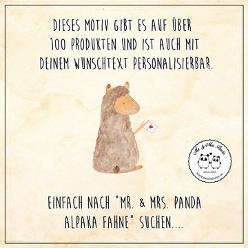 Mr. & Mrs. Panda Getränkeuntersetzer Alpaka Fahne - Weiß - Geschenk, Lamas, Alpakas, Glasuntersetzer, Getr, 1-tlg., Handgezeichnete Motive