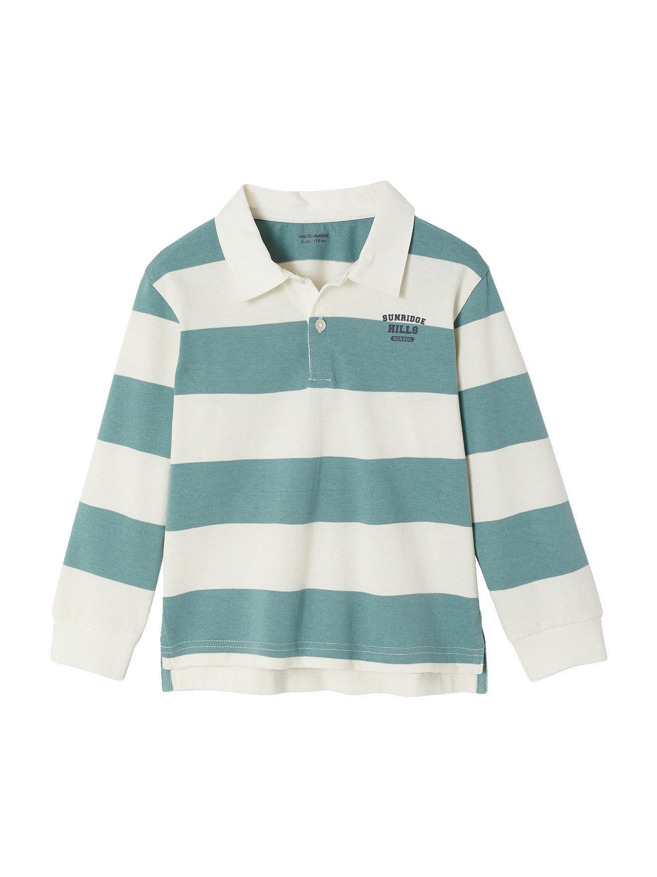 vertbaudet Langarm-Poloshirt Gestreiftes Jungen Poloshirt mit Kontrast-Kragen