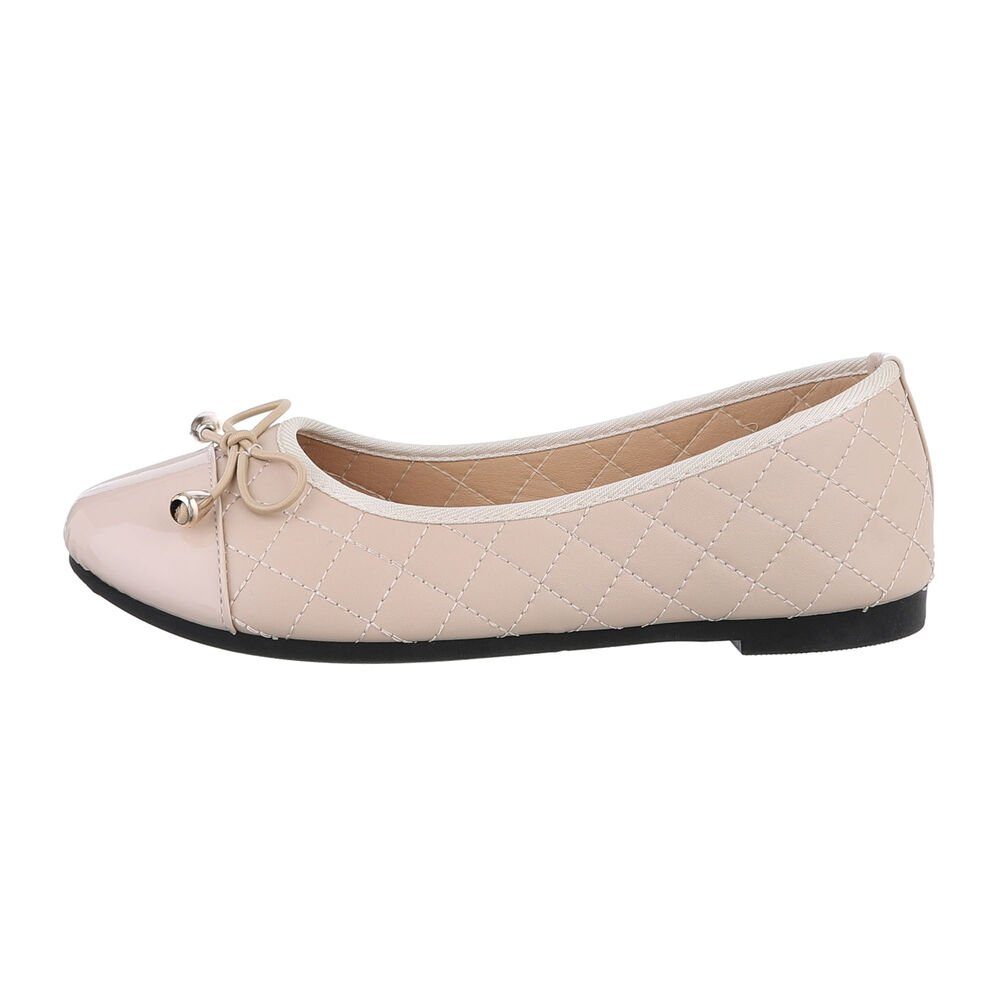 Ital-Design Damen Freizeit Ballerina Blockabsatz Klassische Балетки in Beige