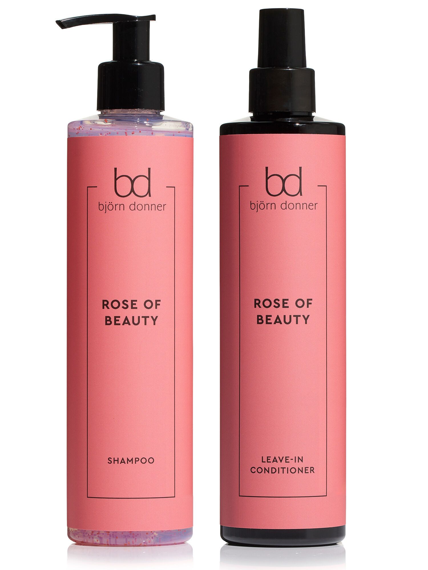 Björn Donner Haarpflege-Set Haarpflegeset "Rose of Beauty" mit Shampoo & Leave-in Conditioner, 2-tlg., 2er-Set, Feuchtigkeit Glanz Anti-Spliss Volumen Pflege