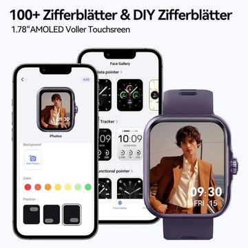 anyloop Fur Herren Damen mit Telefonfunktion, Sportuhr Eingebautes GPS Smartwatch (1.78 Zoll, Android / iOS), mit Touchscreen Wasserdicht Schrittzähler, Fitness Tracker