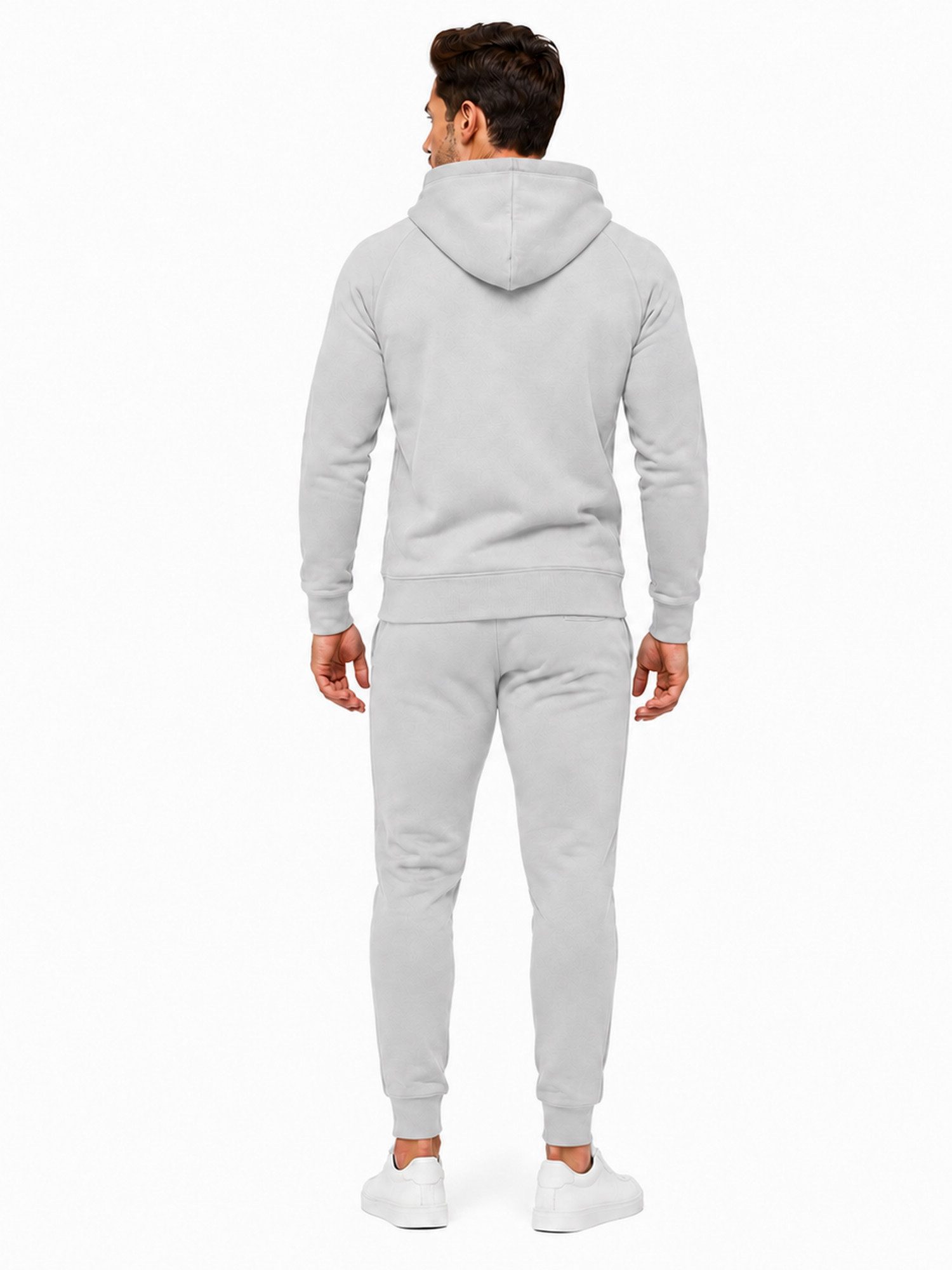 L.gonline Freizeitanzug Herren Jogginganzug einfarbig 100% BW 586 Grau 3XL (Kapuzenjacke mit Reißverschluss, Hose, 2-tlg), Fitness Freizeit Casual – Bild 5 von 5