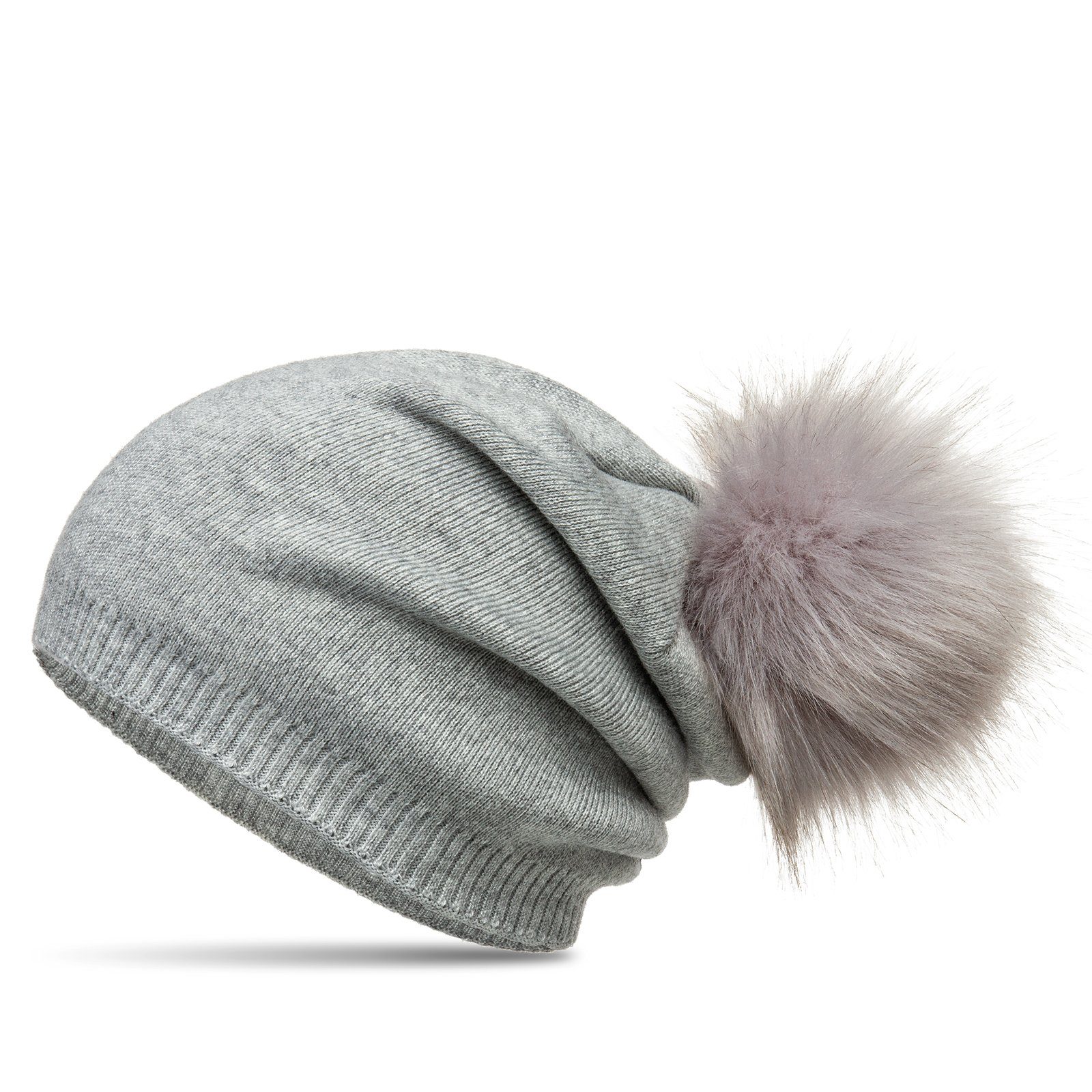 Caspar Bommelmütze MU205 Gefütterte Damen Feinstrick Long Beanie Mütze mit günstig online kaufen