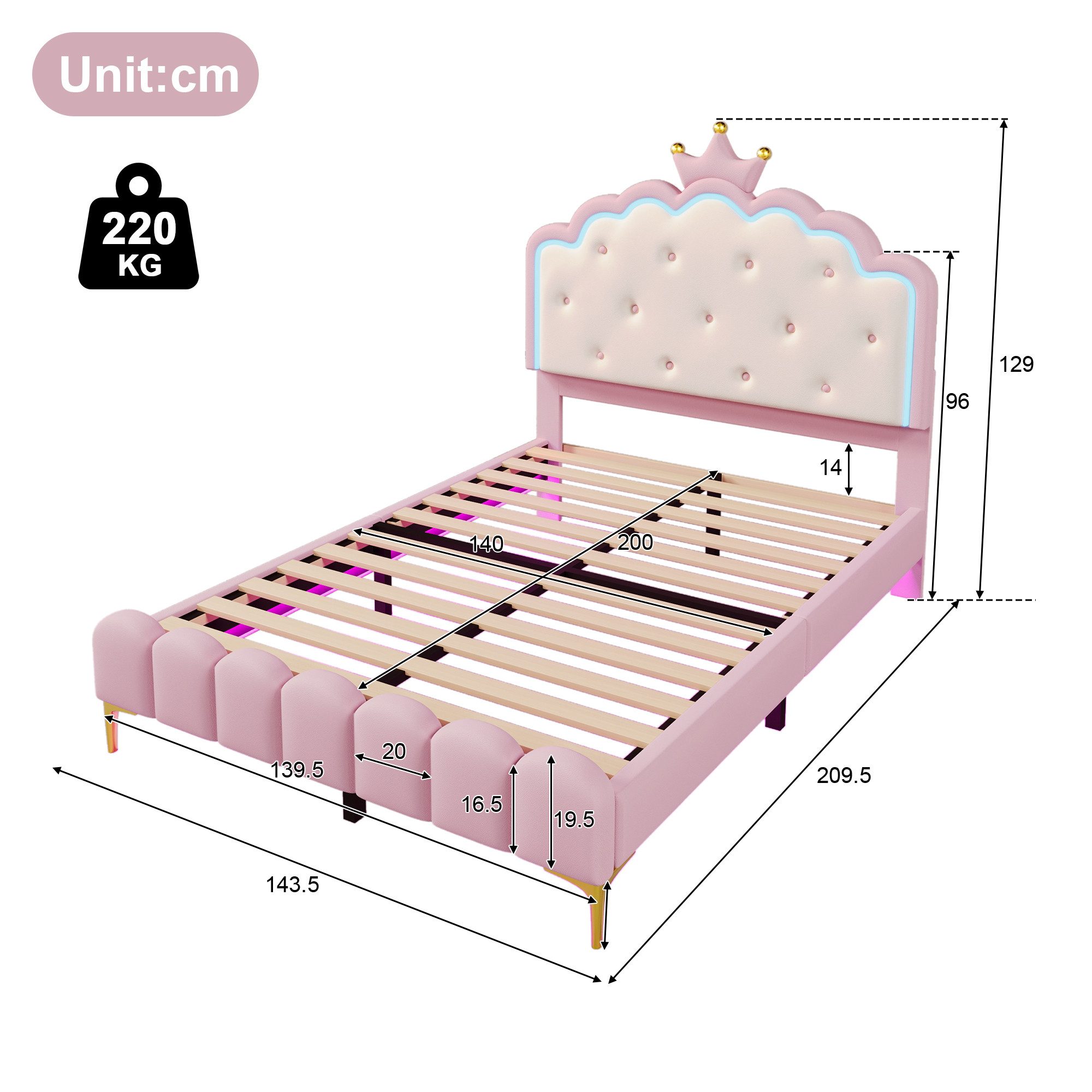 TavilaEcon Prinzessinbett Kinderbett, PU-Material, Lattenrost, mit günstig online kaufen