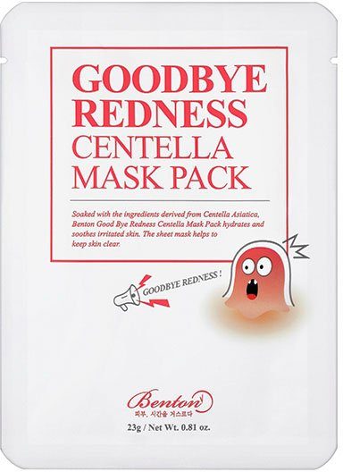 Benton Tuchmaske Goodbye Redness Centella Mask Pack Packung, 10-tlg., Entzündungshemmend, beruhigt gerötete und gereizte Haut.