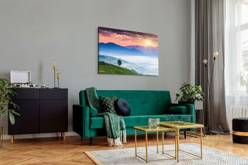 Sinus Art Leinwandbild 120x80cm Wandbild auf Leinwand Sonnenuntergang Berge Berglandschaft Na, (1 St)