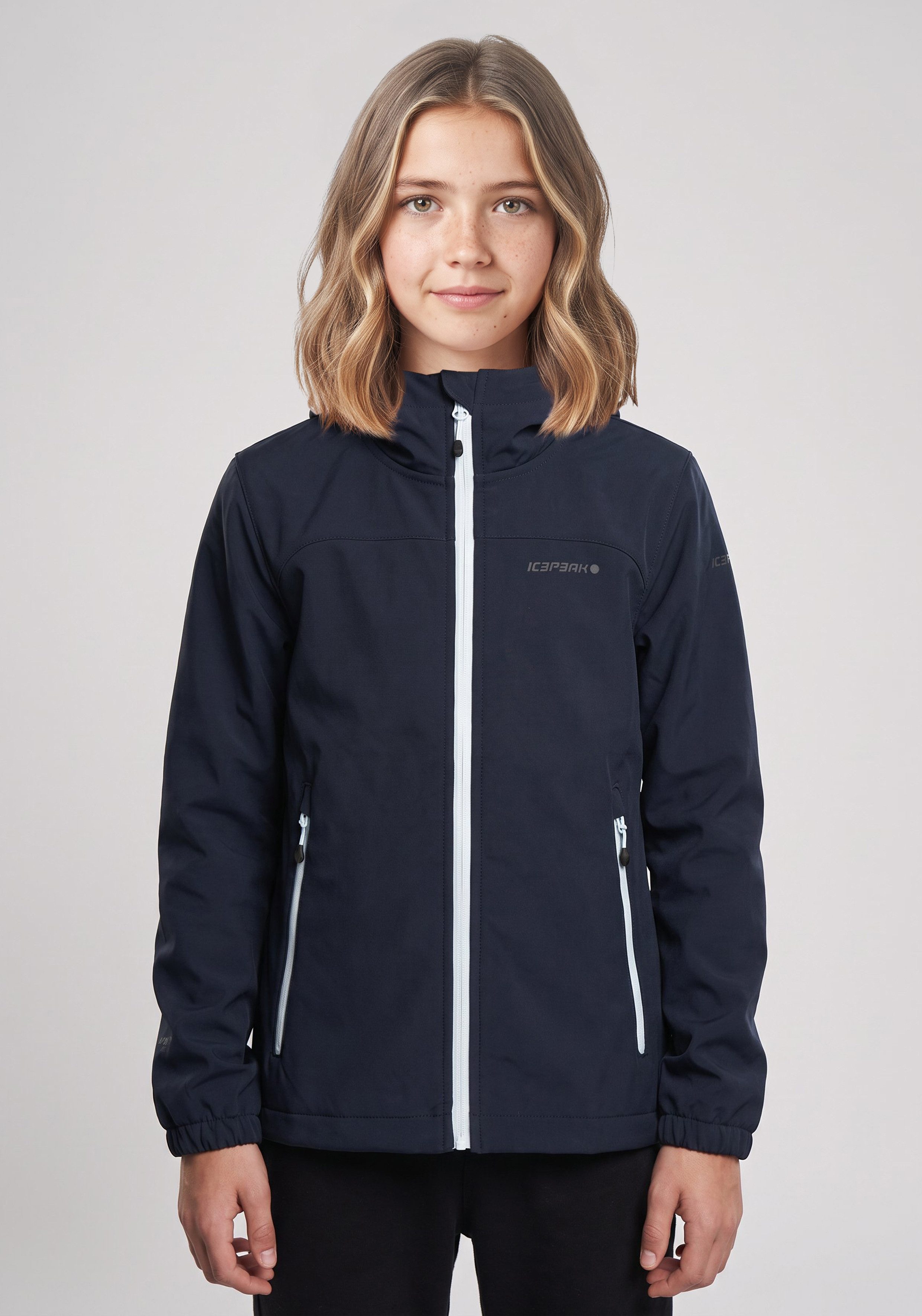 Icepeak Softshelljacke ICEPEAK KOBRYN JR mit Kapuze, atmungsaktiv, wasserabweisend, schnell trocknend