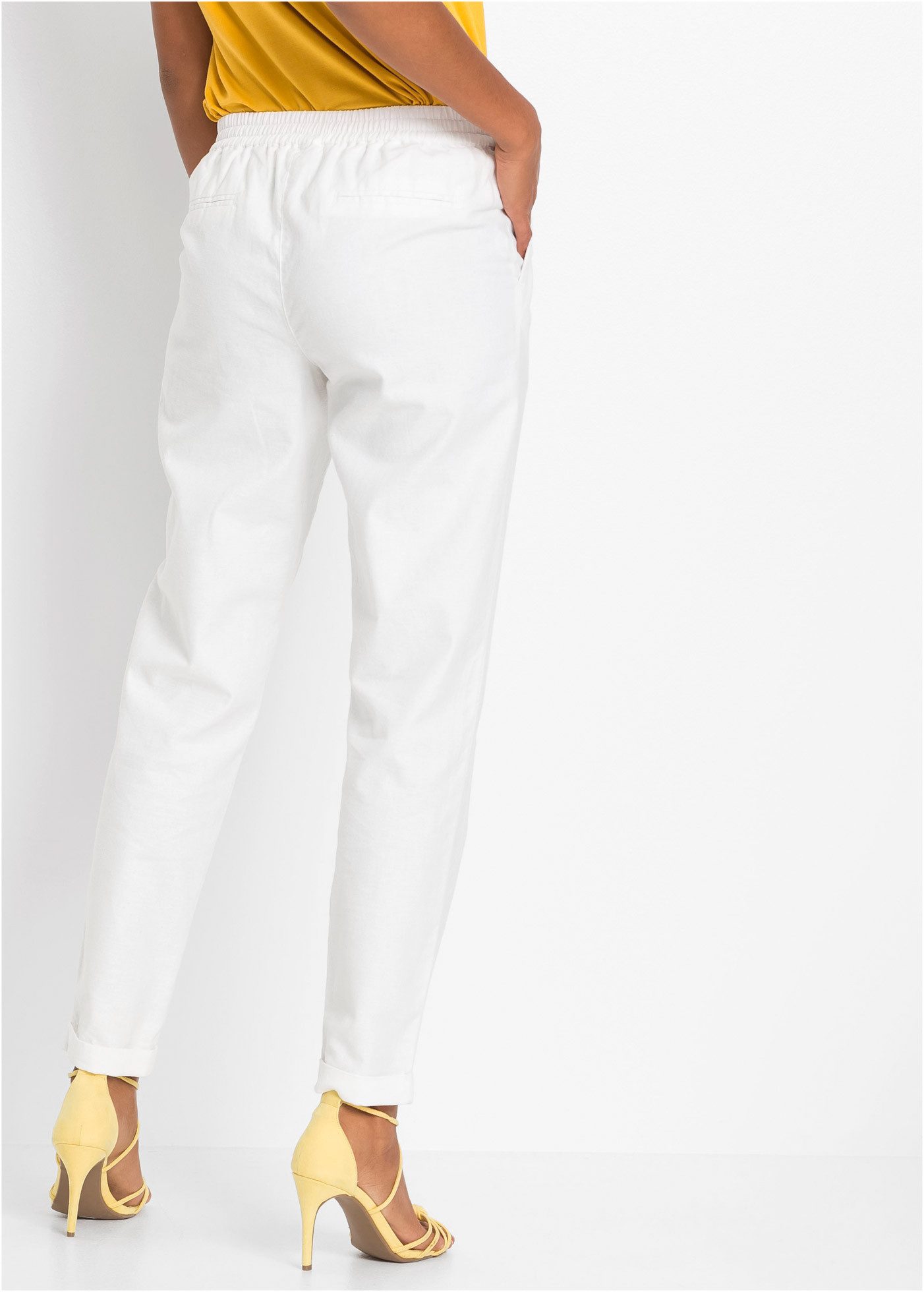 bonprix Leinenhose aus Leinen und Baumwolle, Regular Fit, mit elastischem Gummibund