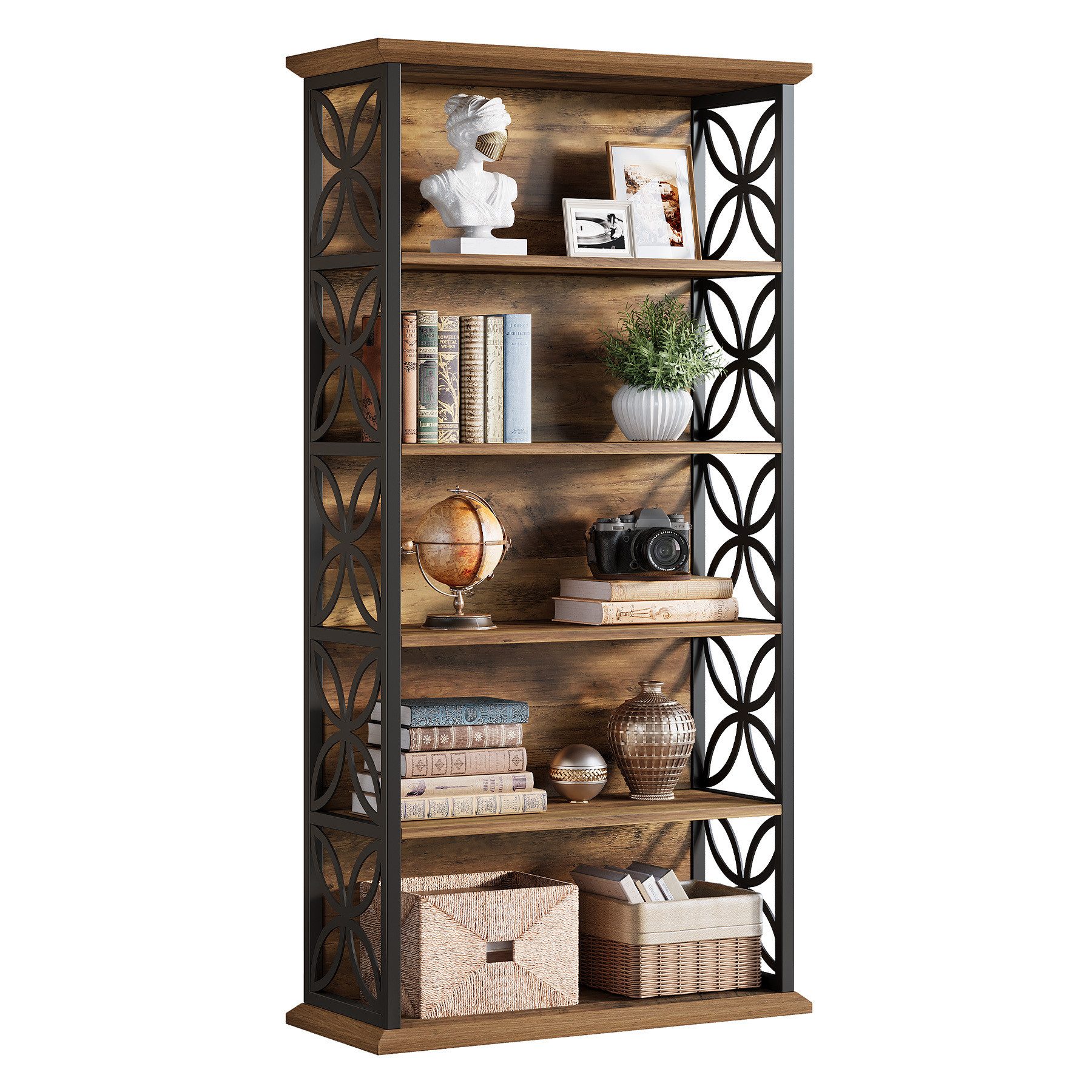 Tribesigns Bücherregal 180cm industrielles Standregal mit 6 Ebenen offene A günstig online kaufen